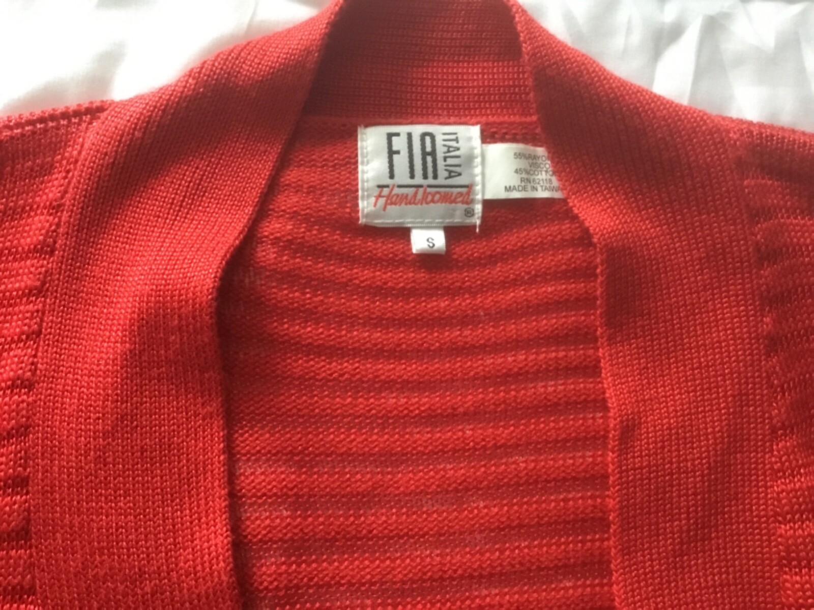 Red Fia Italia Handloomed Sweater Shell 2 Piece Set S Cardigan Vintage 80s EUC