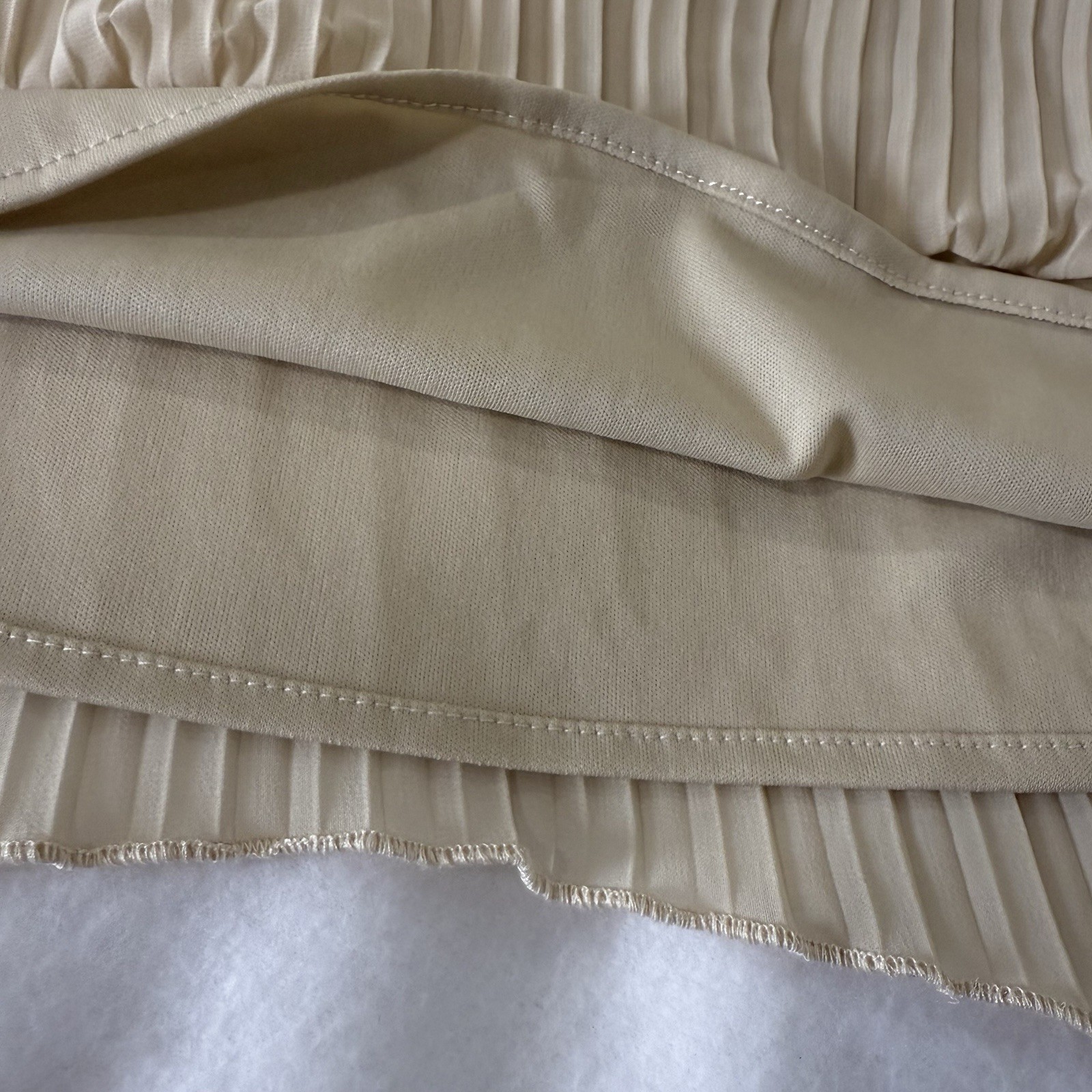 Vintage Nude Accordion-Pleated Chiffon Dress Sz 8 Wedding Guest Minimalist Chic
