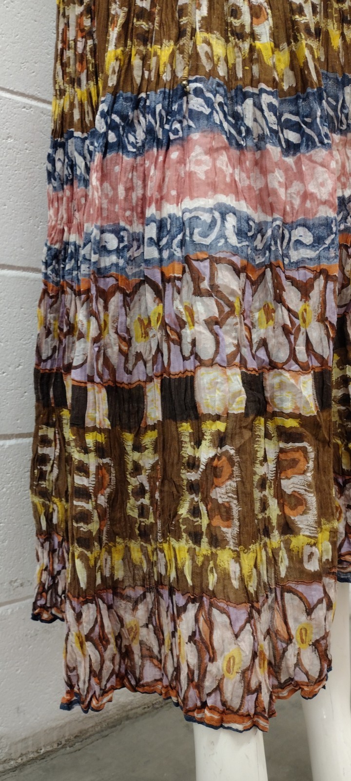 Brown Gauzy Cotton Broomstick Skirt Vintage Zashi Indian DEADSTOCK M/L