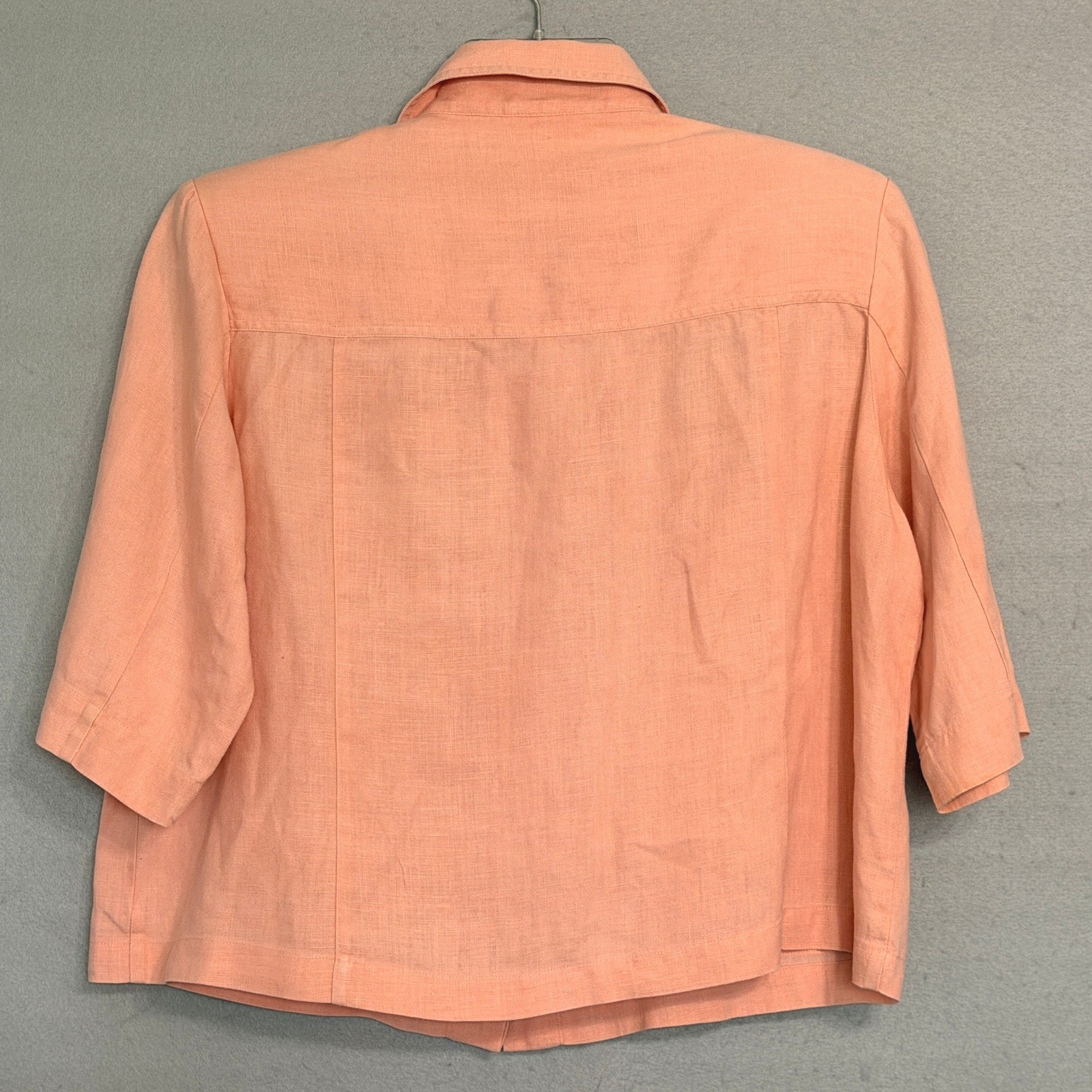 Vintage Chadwicks Linen Jacket 14P Shirt Utility Pocket Minimalist Boxy Coastal