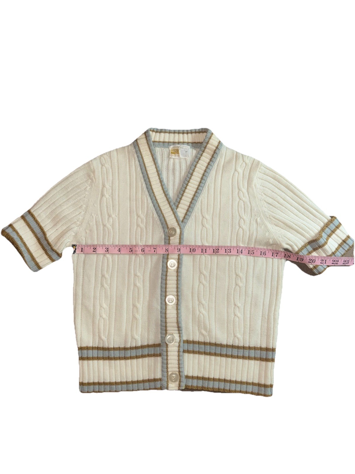 1960s Vintage Knit Cardigan Sweater Cream Tan 100% Acrylic