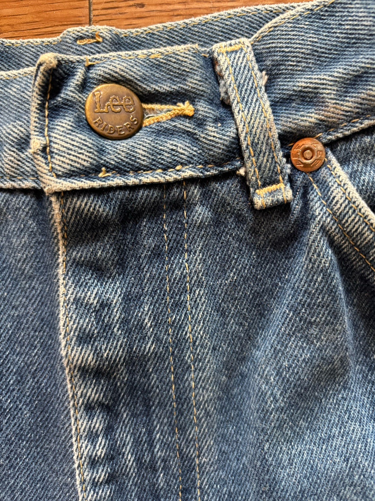 Vintage Union Made Women’s LEE High Waisted Med Wash Straight Sz Jr 5 1970s-80s