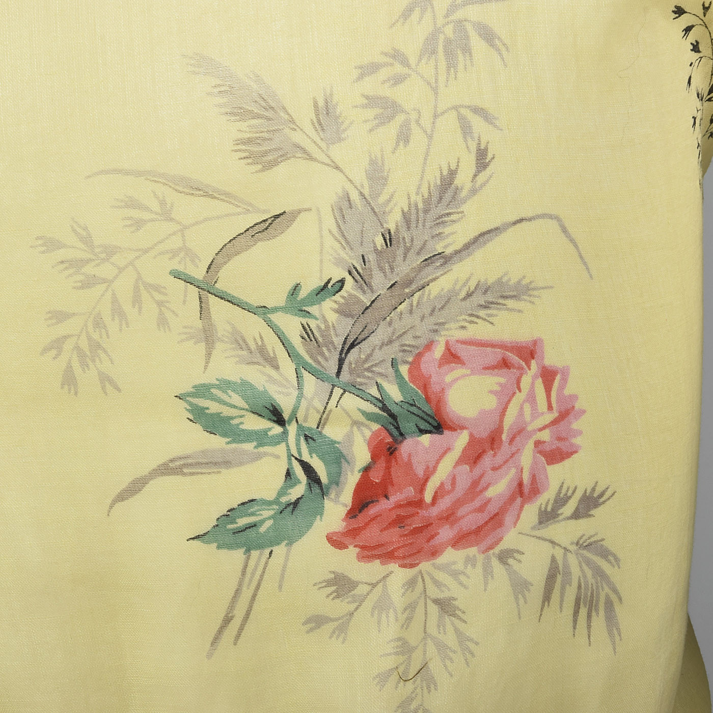 XXS 1930s Dress Sheer Yellow Day Dress Large Rose Print 30s Vintage Day Wear