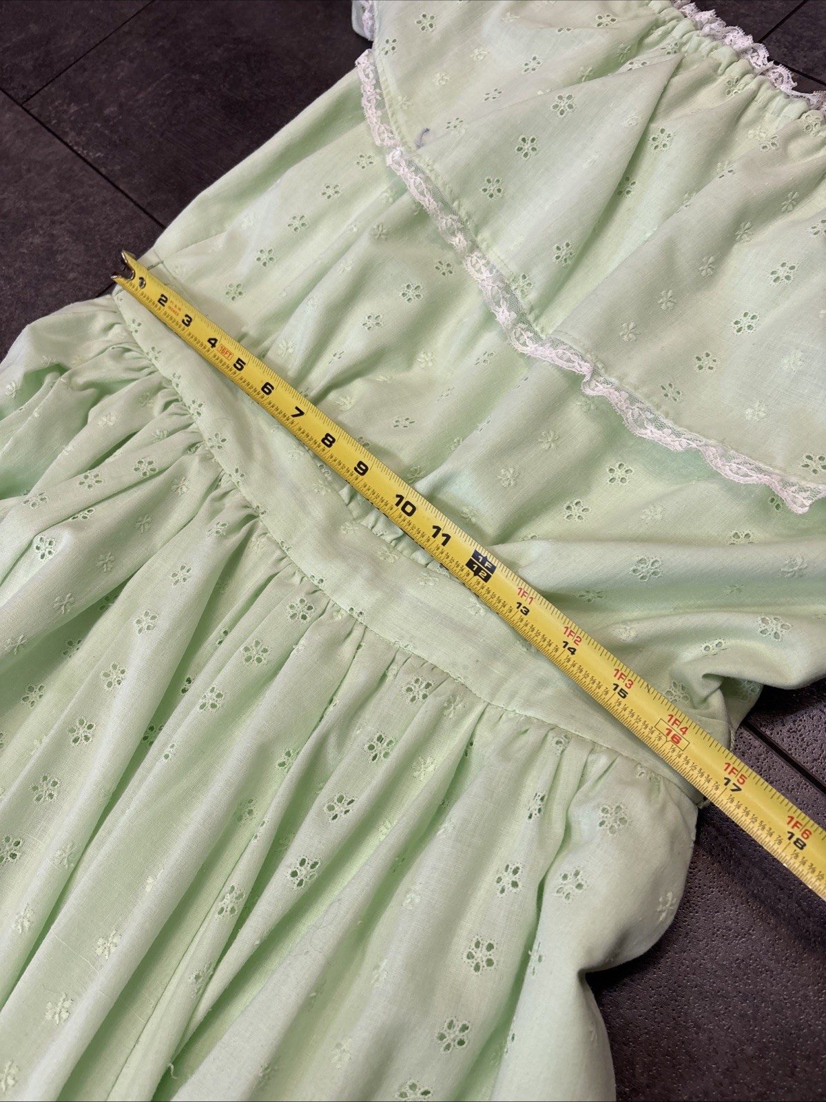 VTG Hoop Skirt Mint Green Taffeta Prairie Ruffle Romantic Party Prom Dress XL