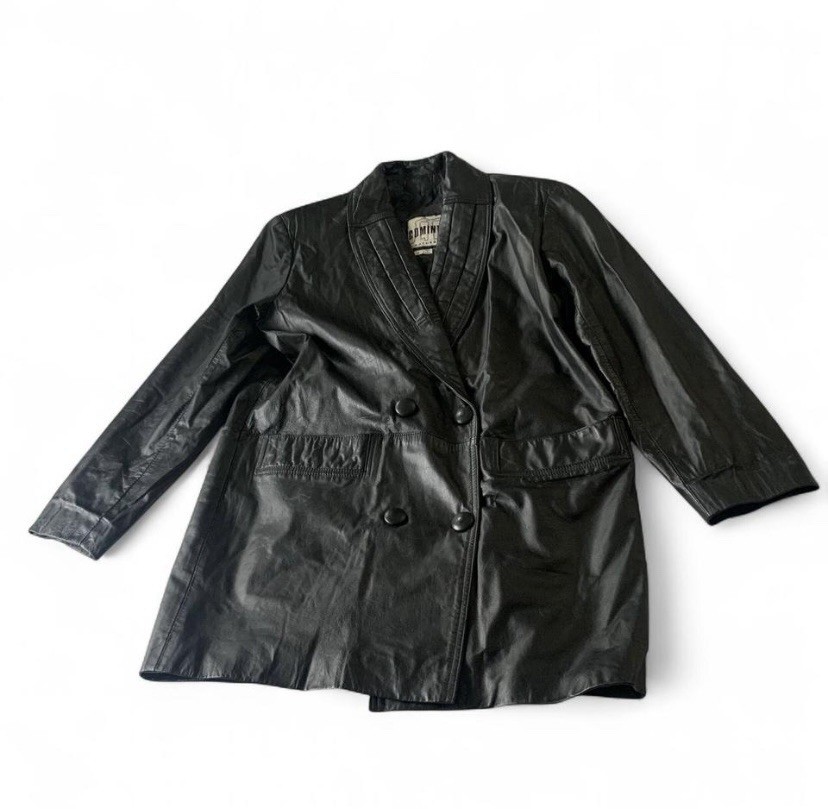 Vintage blazer Comint black leather double-breasted Blazer coat size M
