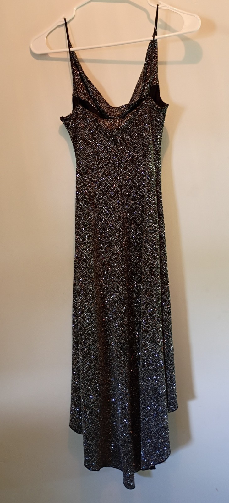 Vintage Jodi Kristopher Black Speckled High-Low Cowl Slip Dress
