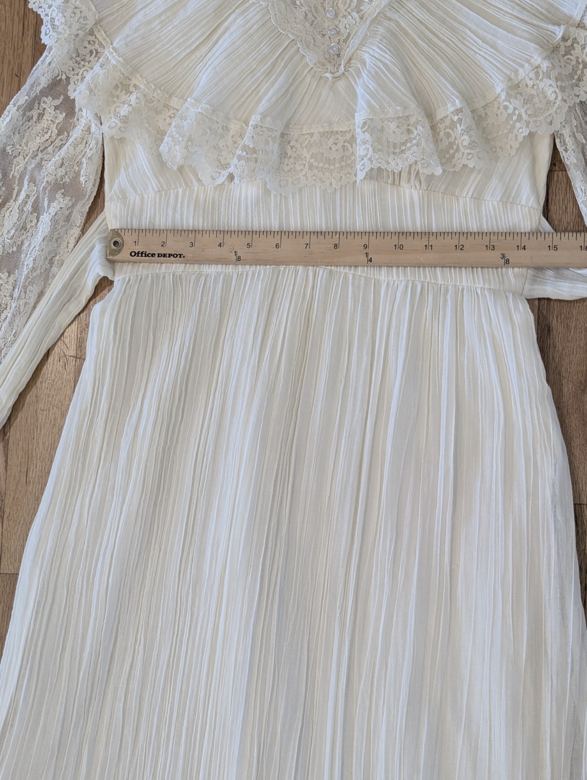 VTG 70s Prairie Maxi Dress Ivory Lace Victorian Revival S Boho Cottagecore Bride
