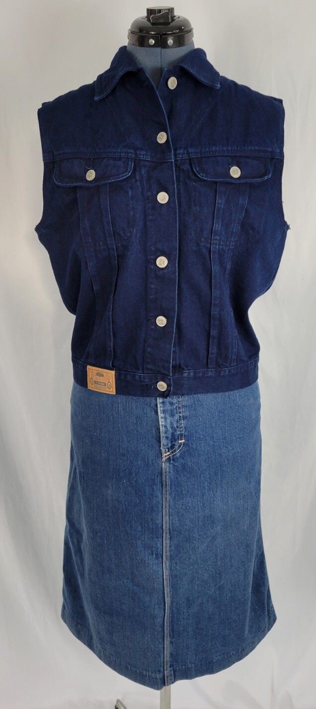 Vintage PS Gitano Dark Blue Sleeveless Denim Vest Size Small