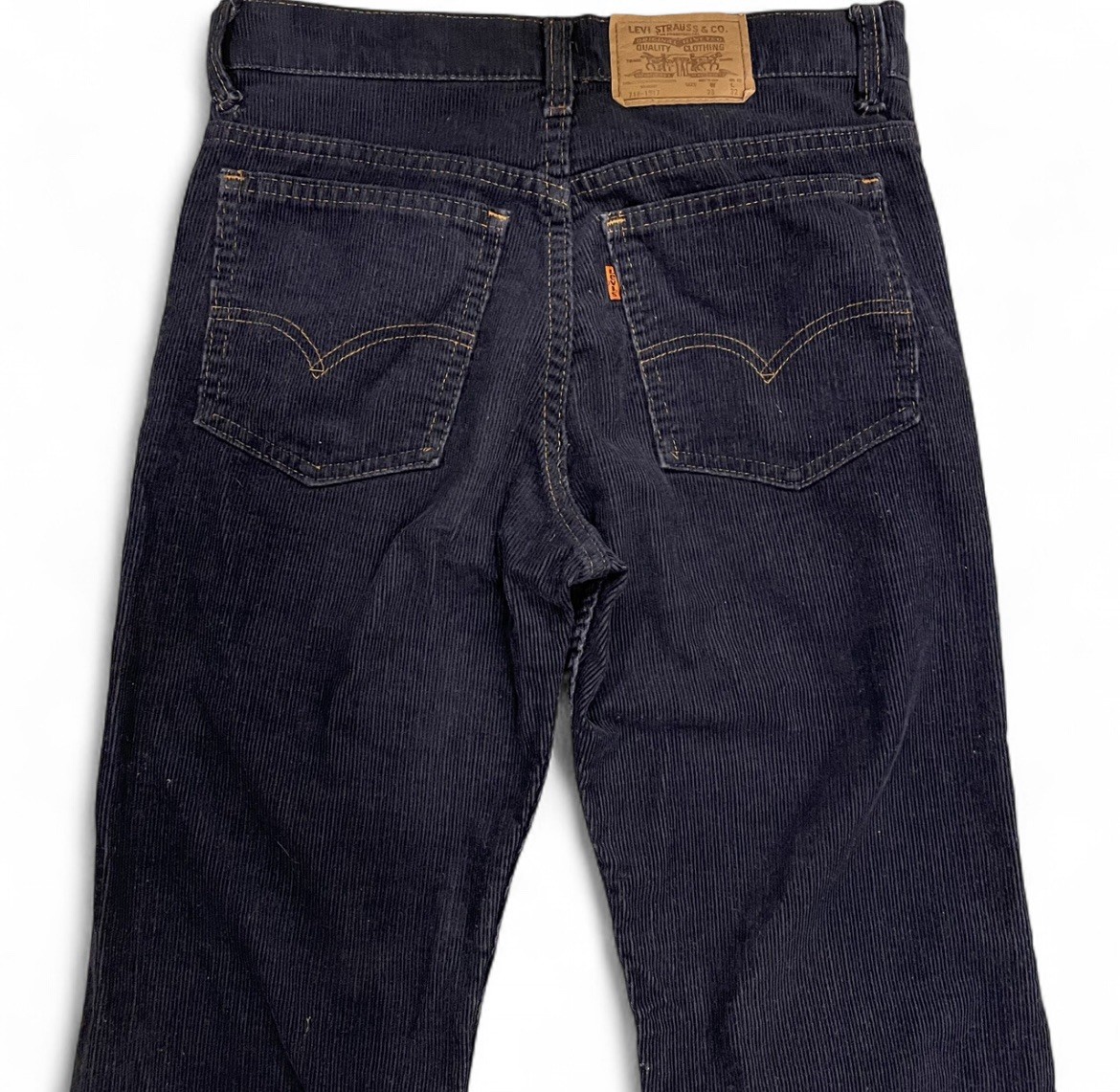 Vintage 70s Levis Orange Tab 716 Student Blue Corduroy Pants 28×32