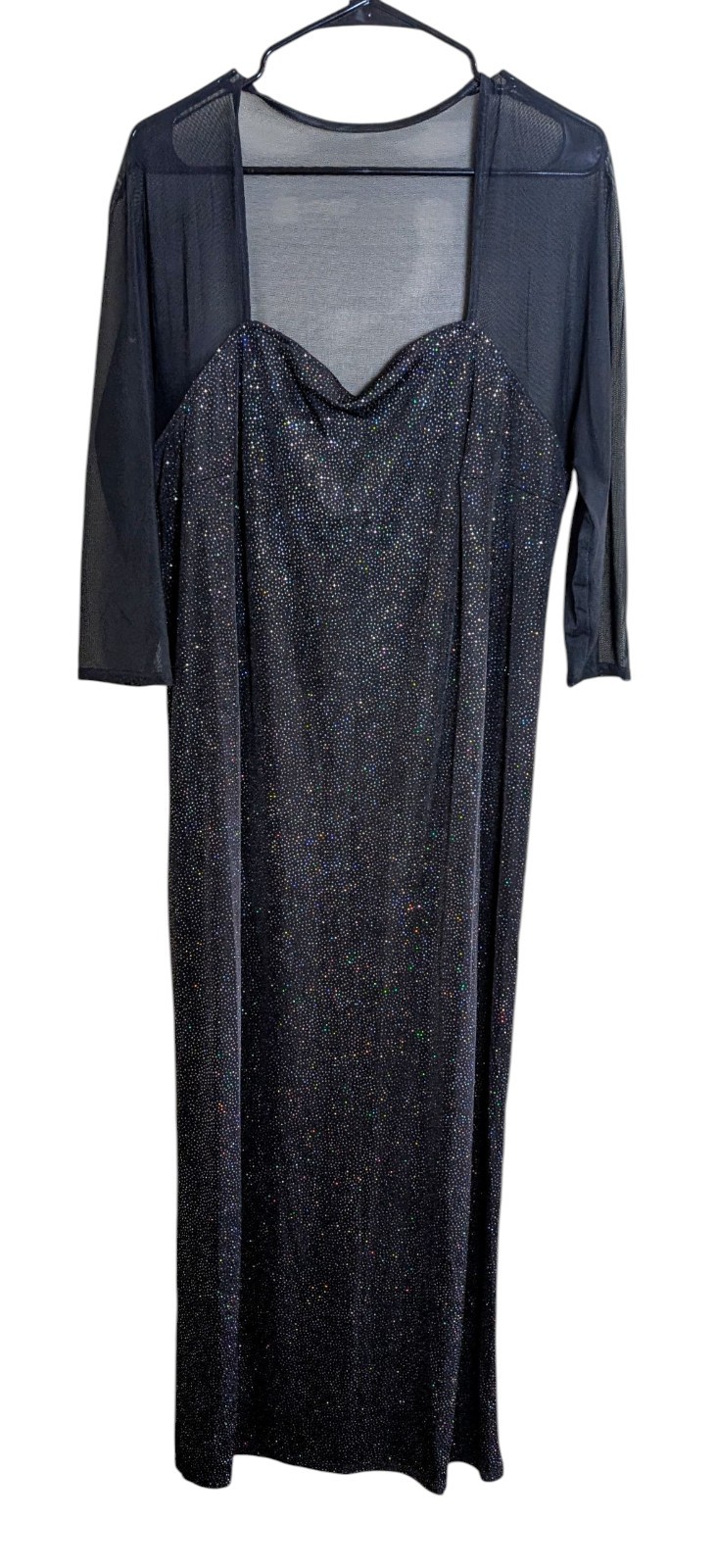 Vintage Onyx Nite Sparkly Black Evening Gown Dress Women’s Size 16 Maxi Formal