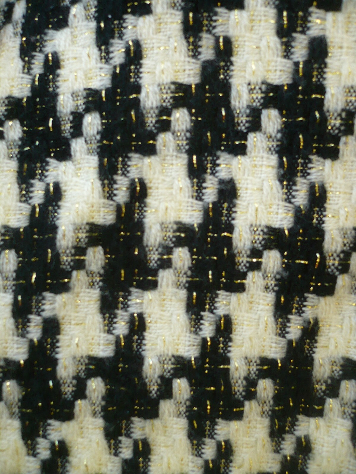 VTG HOUNDSTOOTH SPRING M L GOLD GLITTER CLUBWEAR BLACK WHITE STRAIGHT KNEE SKIRT