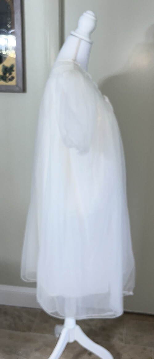 Vintage Avian Peignoir Nightgown And Robe Set White Lace Trim Sheer Small Nylon
