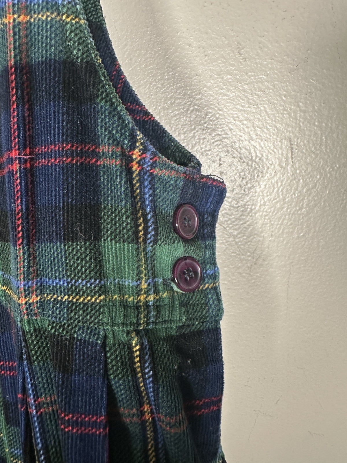 1980s FADS brand plaid corduroy jumper Tartan Plaid L Dress