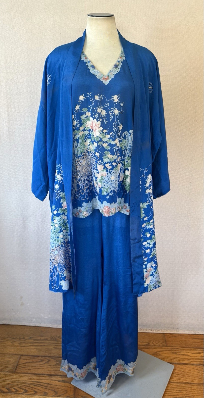 Vintage Antique 1920s 1930s Japanese Pongee Silk Loungewear Beach Pajamas 40 L