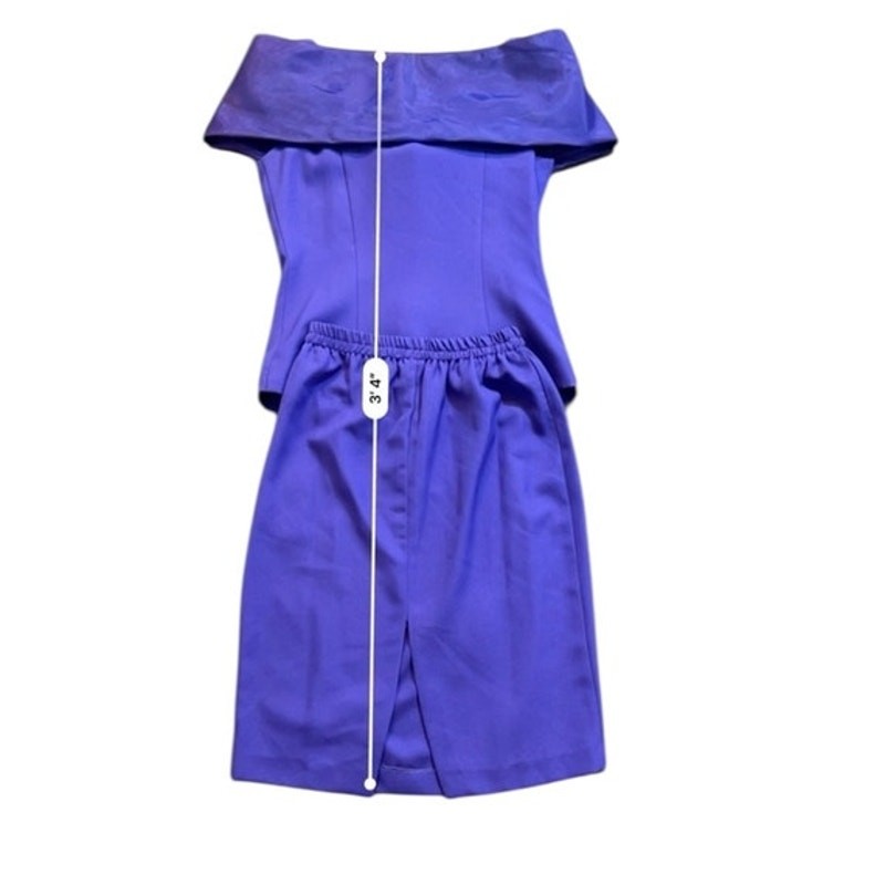 VTG Michael Marcella Skirt Suit Women 4 Purple 2pc Bow Rhinestone 80s Prom Glam