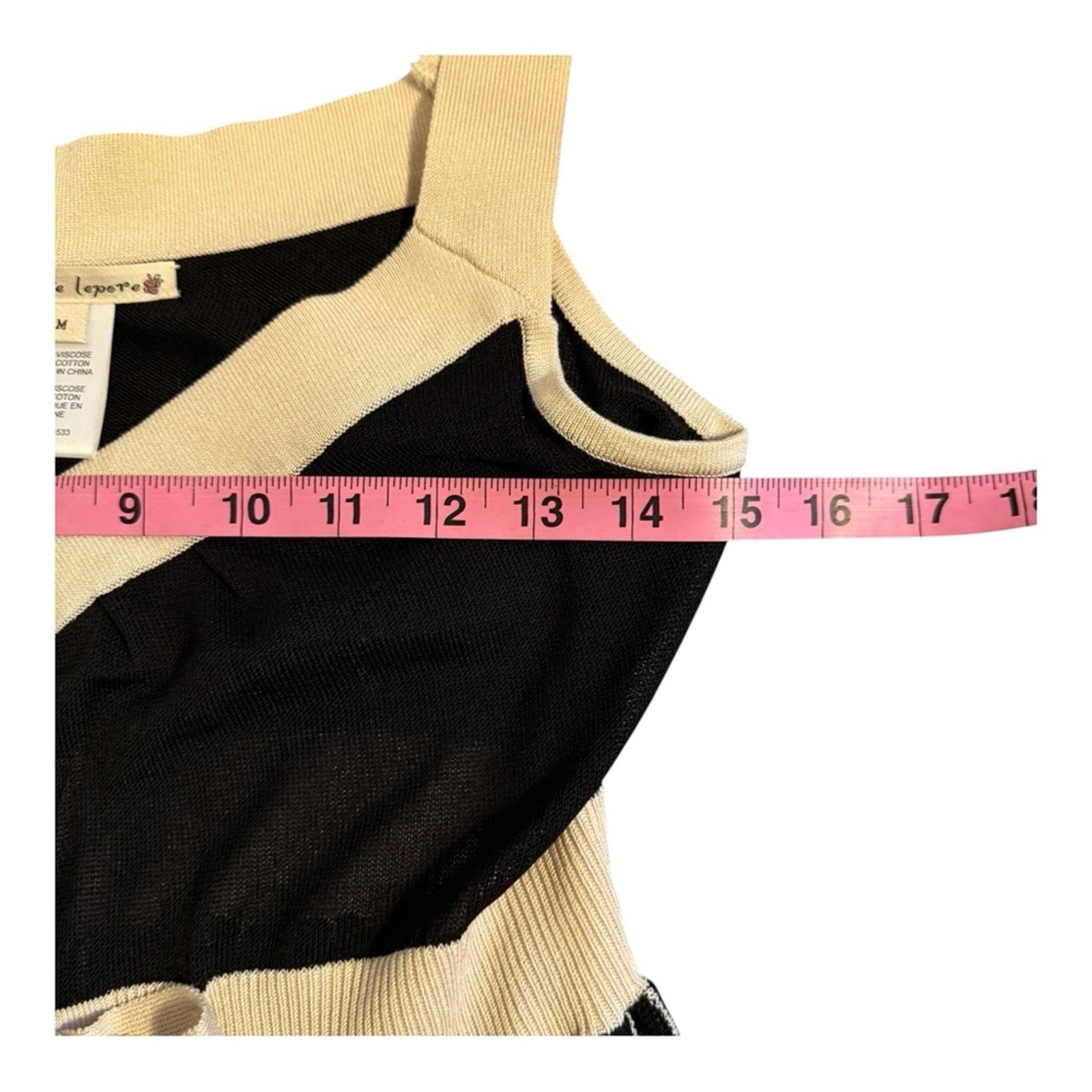 Nanette Lepore Vintage Knit Dress Black Cream Retro Coquette Feminine Medium