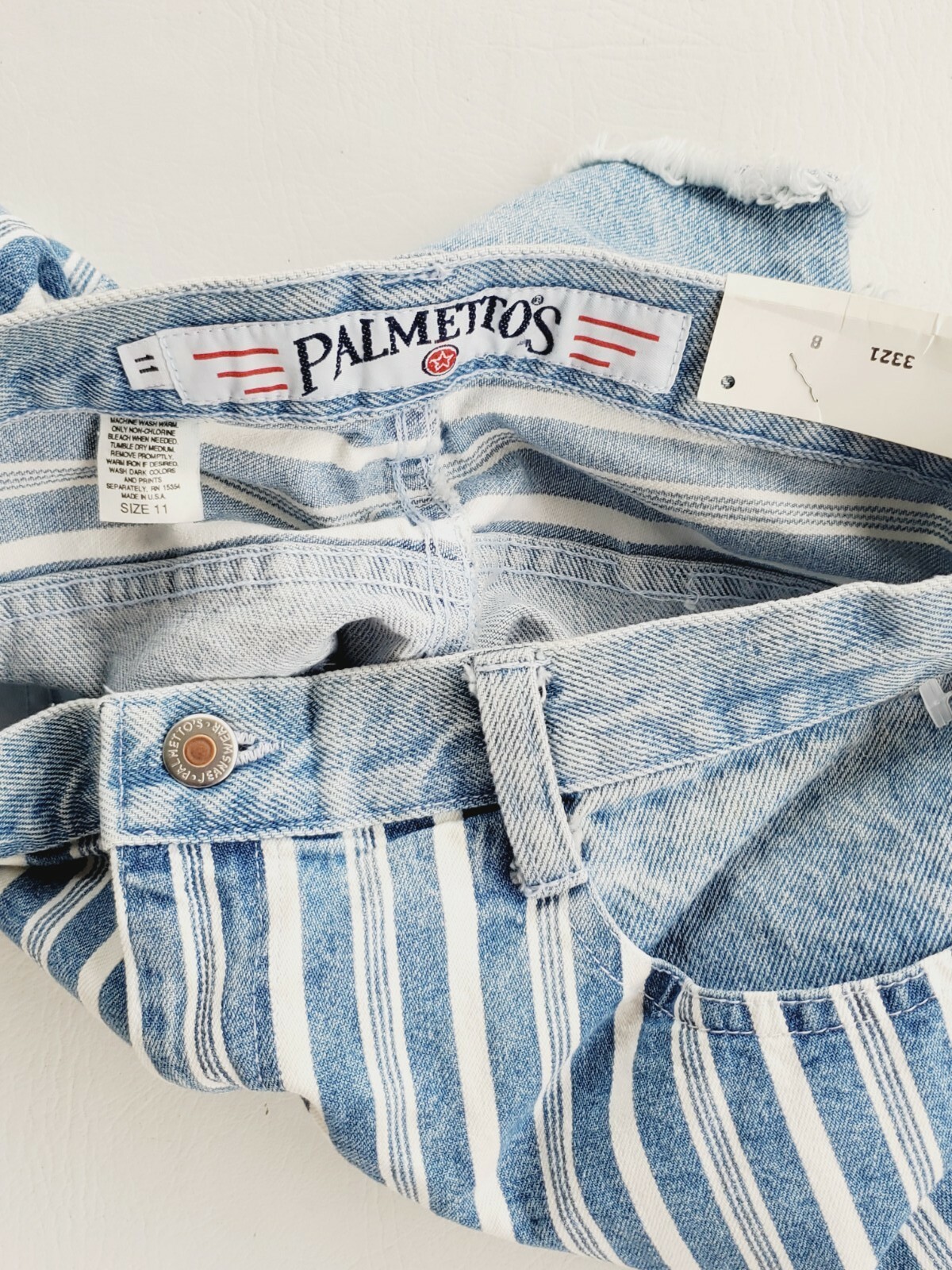 Vintage NWT 90s Blue White Stripe Palmettos High Waisted Mom Shorts Junior 11 B