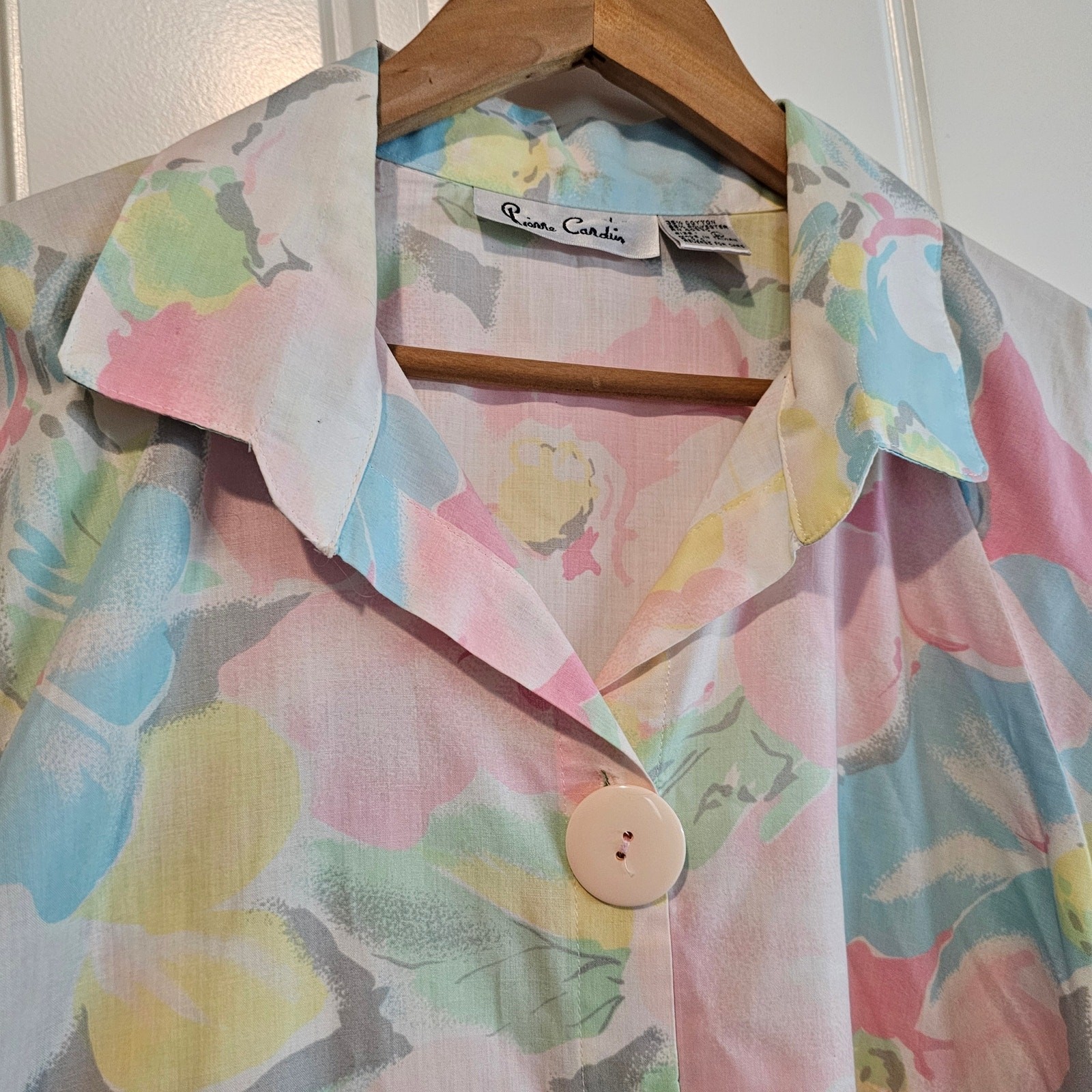 Vintage Pierre Cardin Floral Dress Women Lrg Pink 70s Midi Preppy Cottage Retro