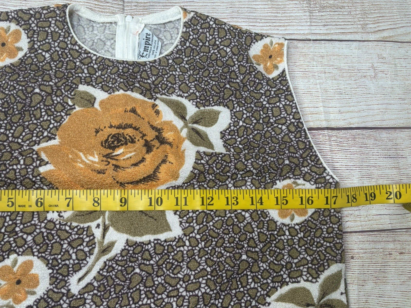 Vintage Empire Knitwear Floral Sleeveless Knit Top Women’s Medium Mod 60s 70s
