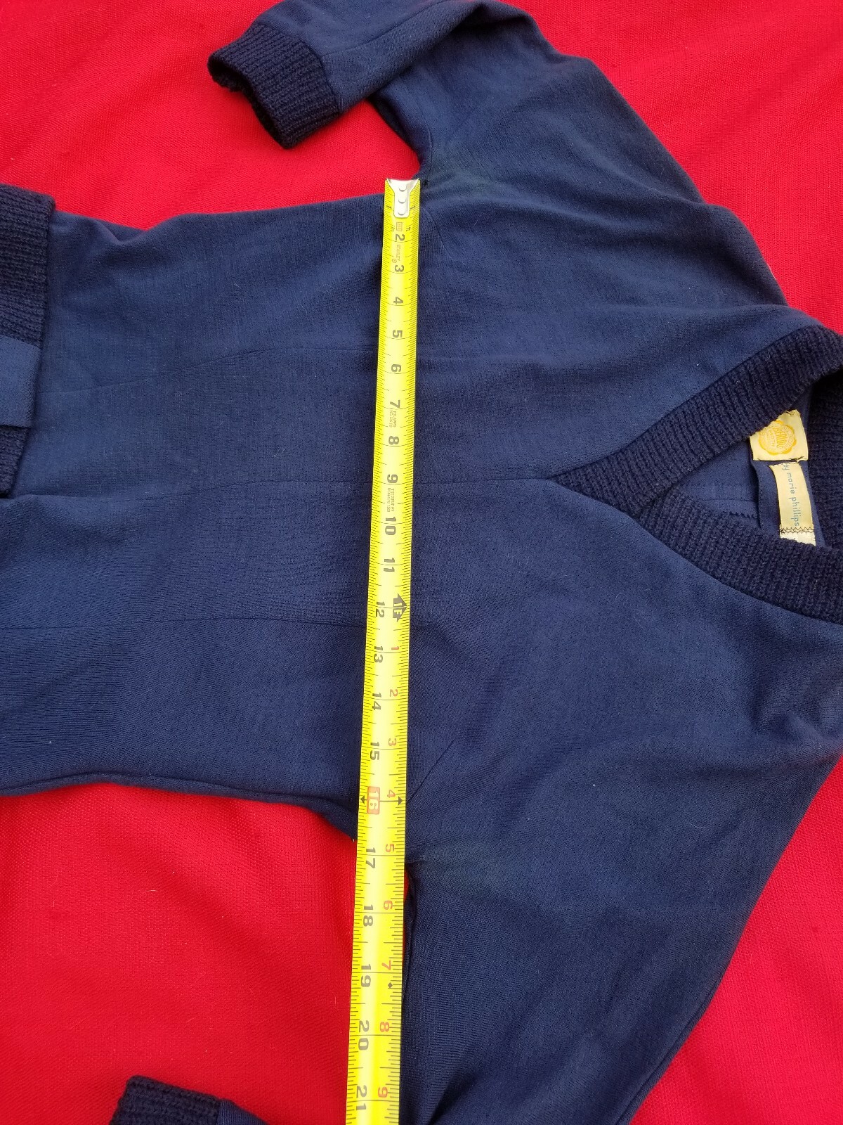 Vintage 1940-50s Mary Phillips Wool Navy Fitted pin up rockabilly Sweater Fits S