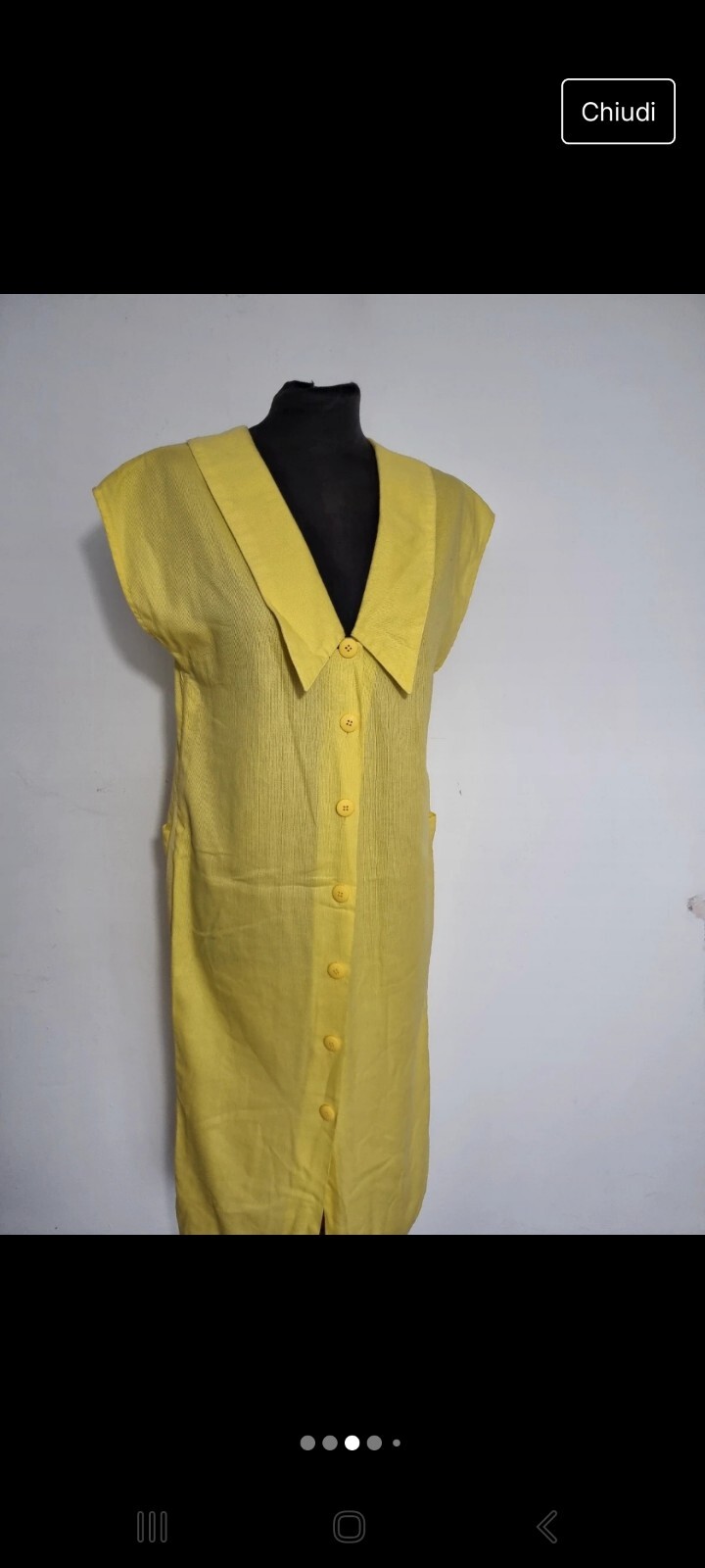 Vintage Womens Yellow Midi Dress L
