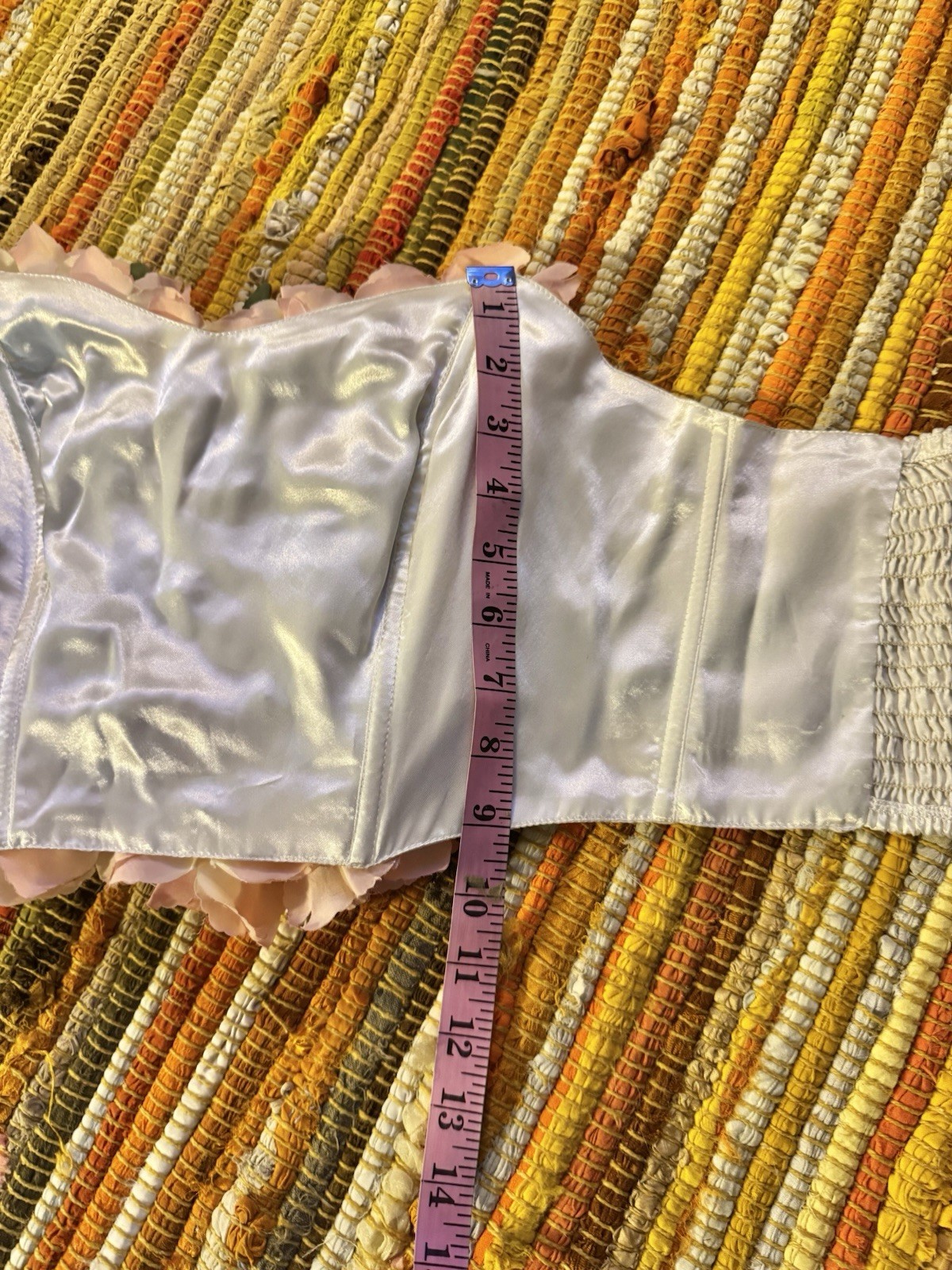 Vtg Victoria’s Secret Flower Bustier Satin Corset 3D Top S Off White Avant