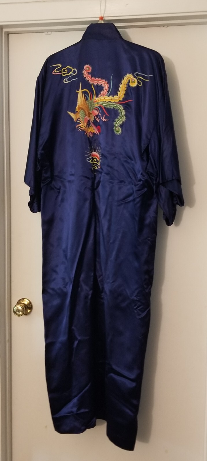 Vintage Satin Robe Longevity Hangzhou China w/ Embroidered Phoenix