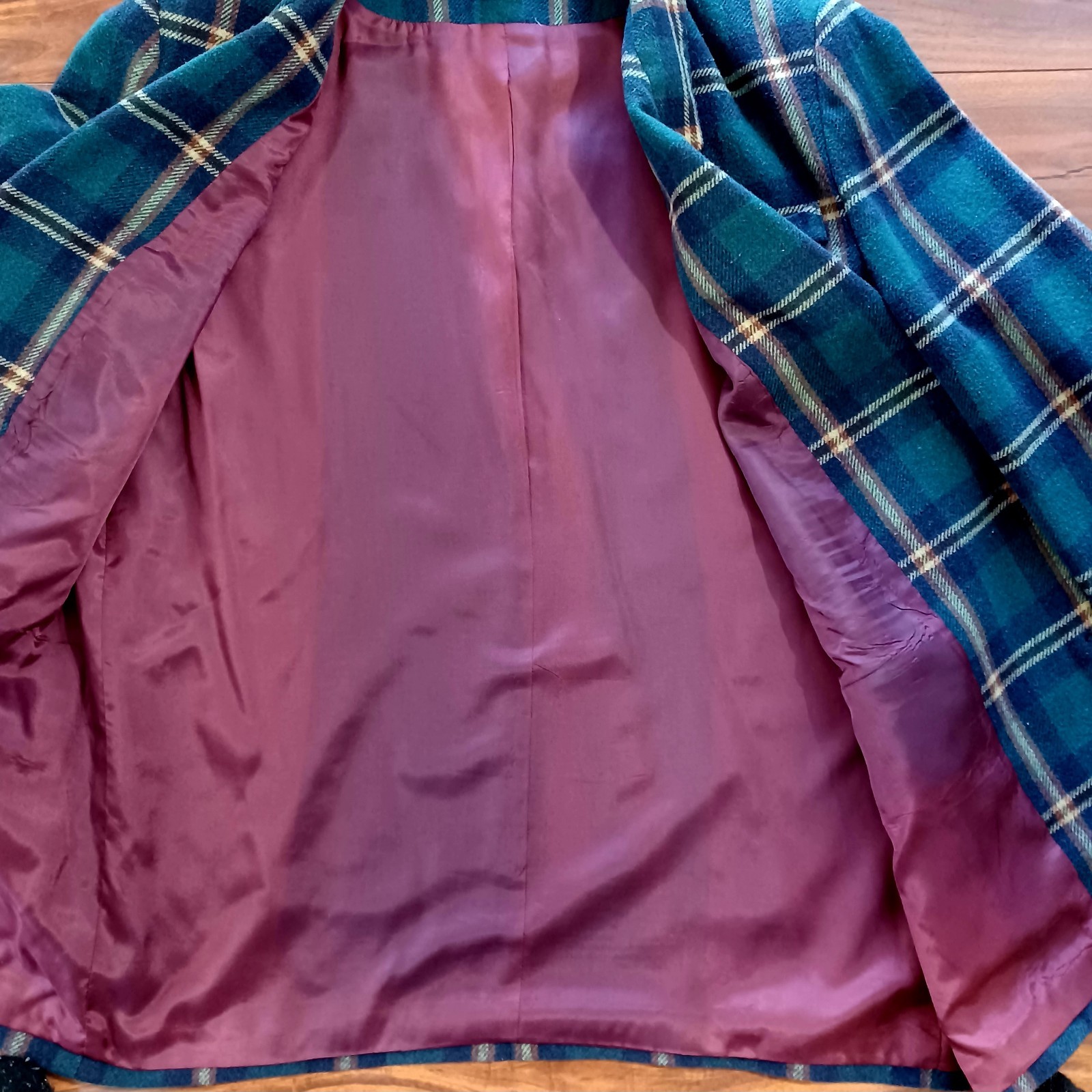 Vintage Blazer Women’s Size 16 Green Plaid Tartan Wool Laura Scott Scholar