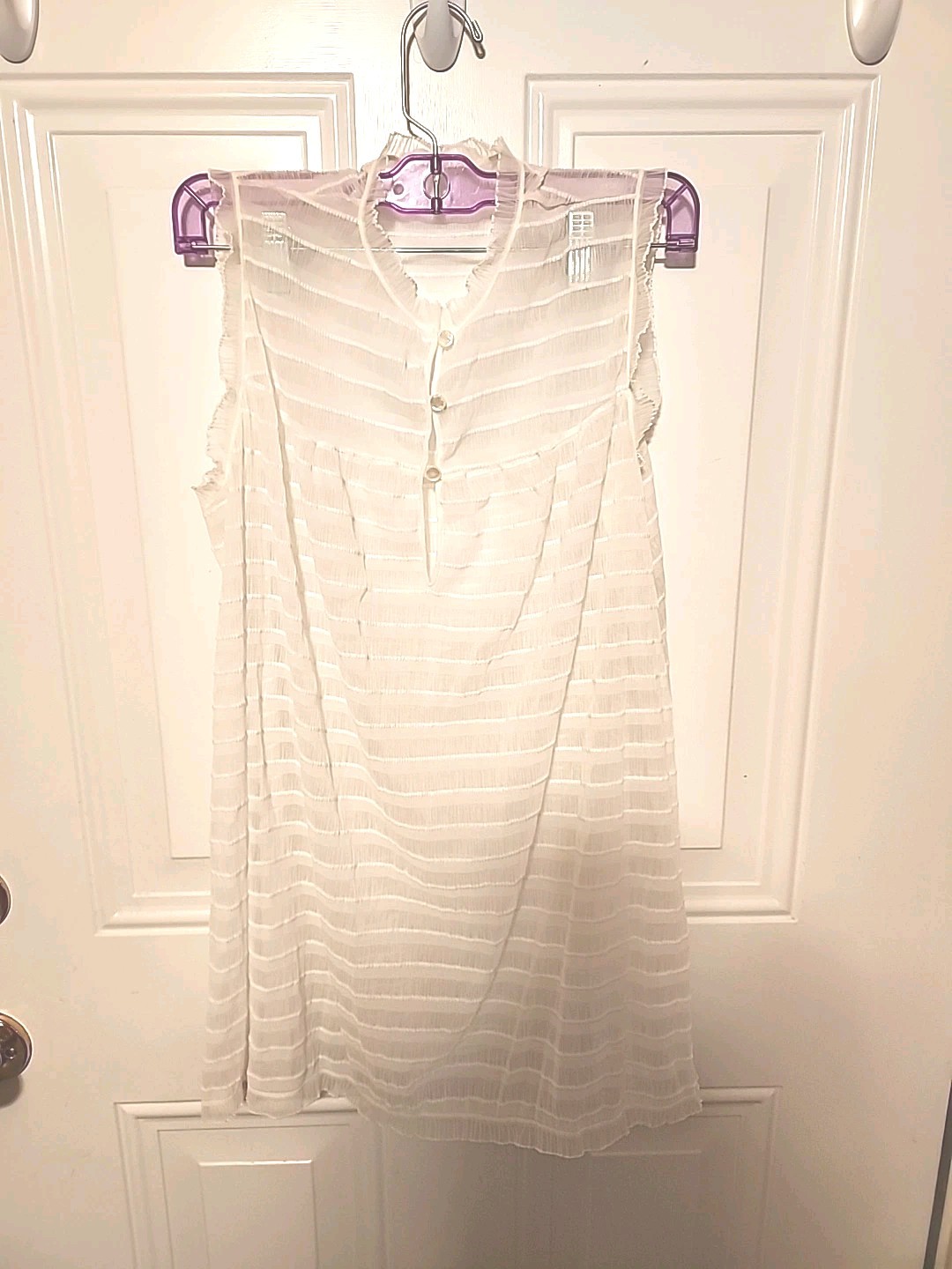 Gossard Artemis Vtg. Womens Nightgown Sz. M 100% Nylon Sheer Ruffles Button Fr.
