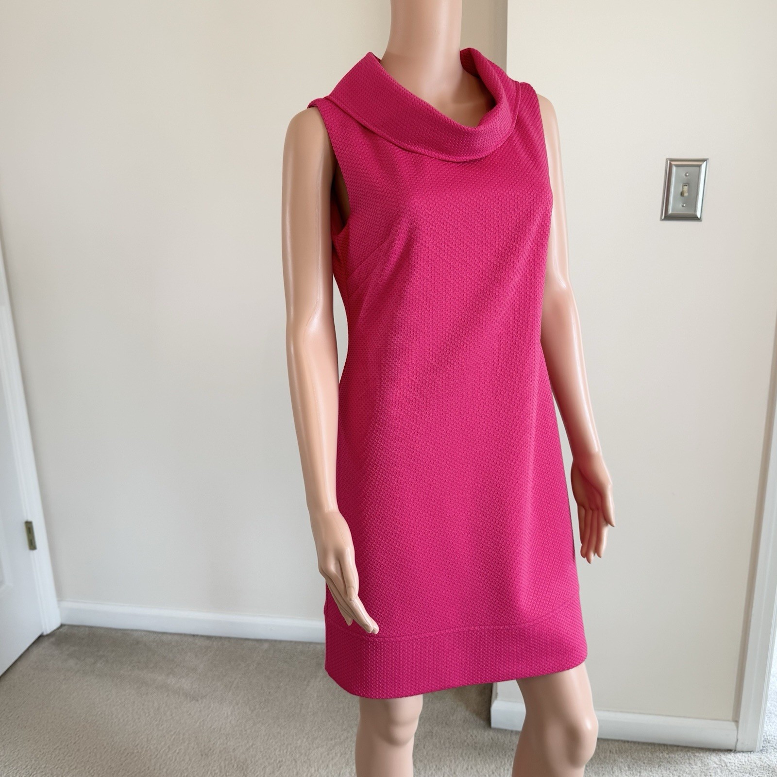 Vintage Pure Amici Cowl Neck Jackie O 60s Retro Hot Pink Barbie Dress Medium