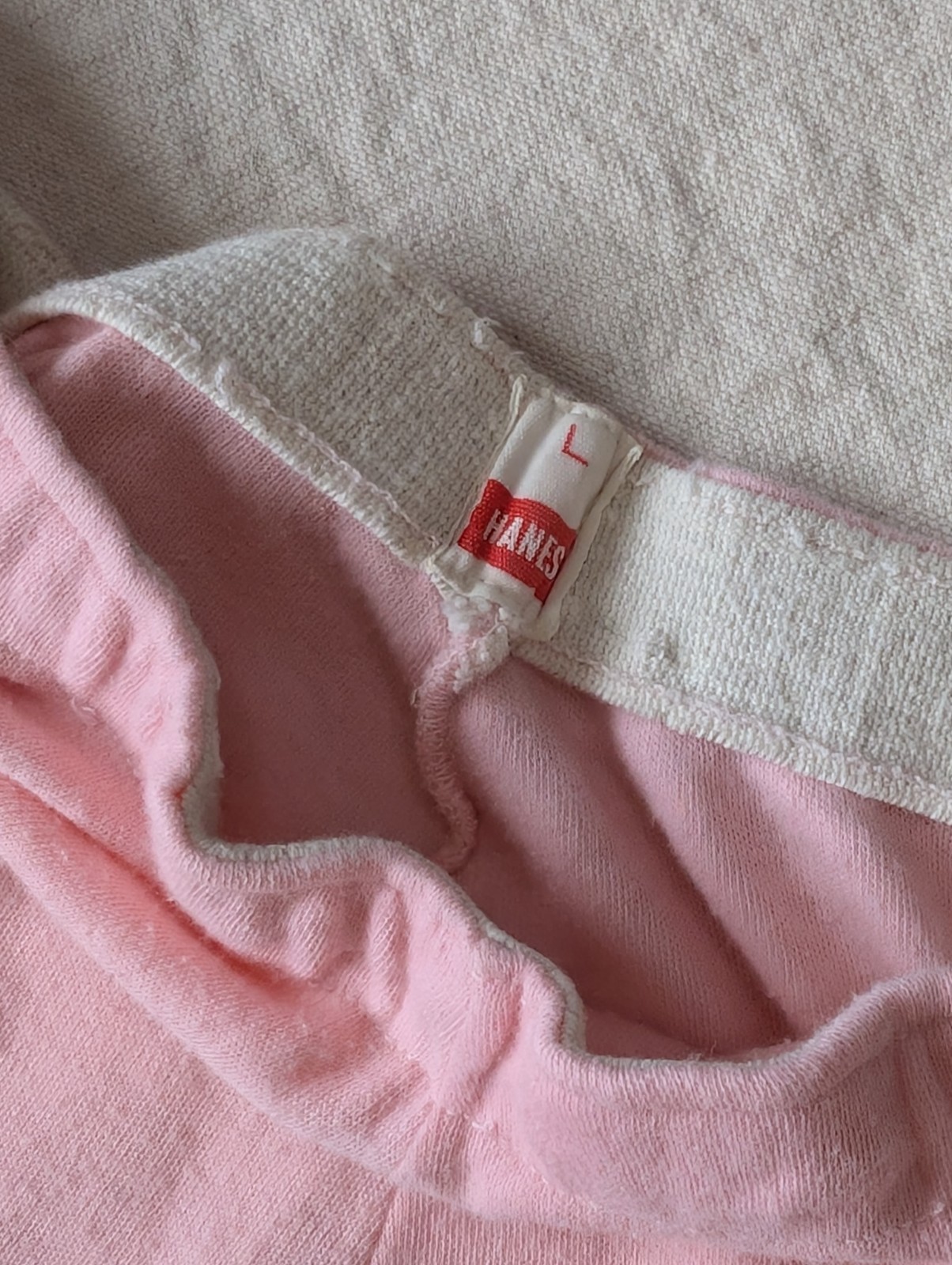 Hanes Vintage 60s Suede Knit Pink Leisure Pajama 2 Piece Sweat Set Size LG