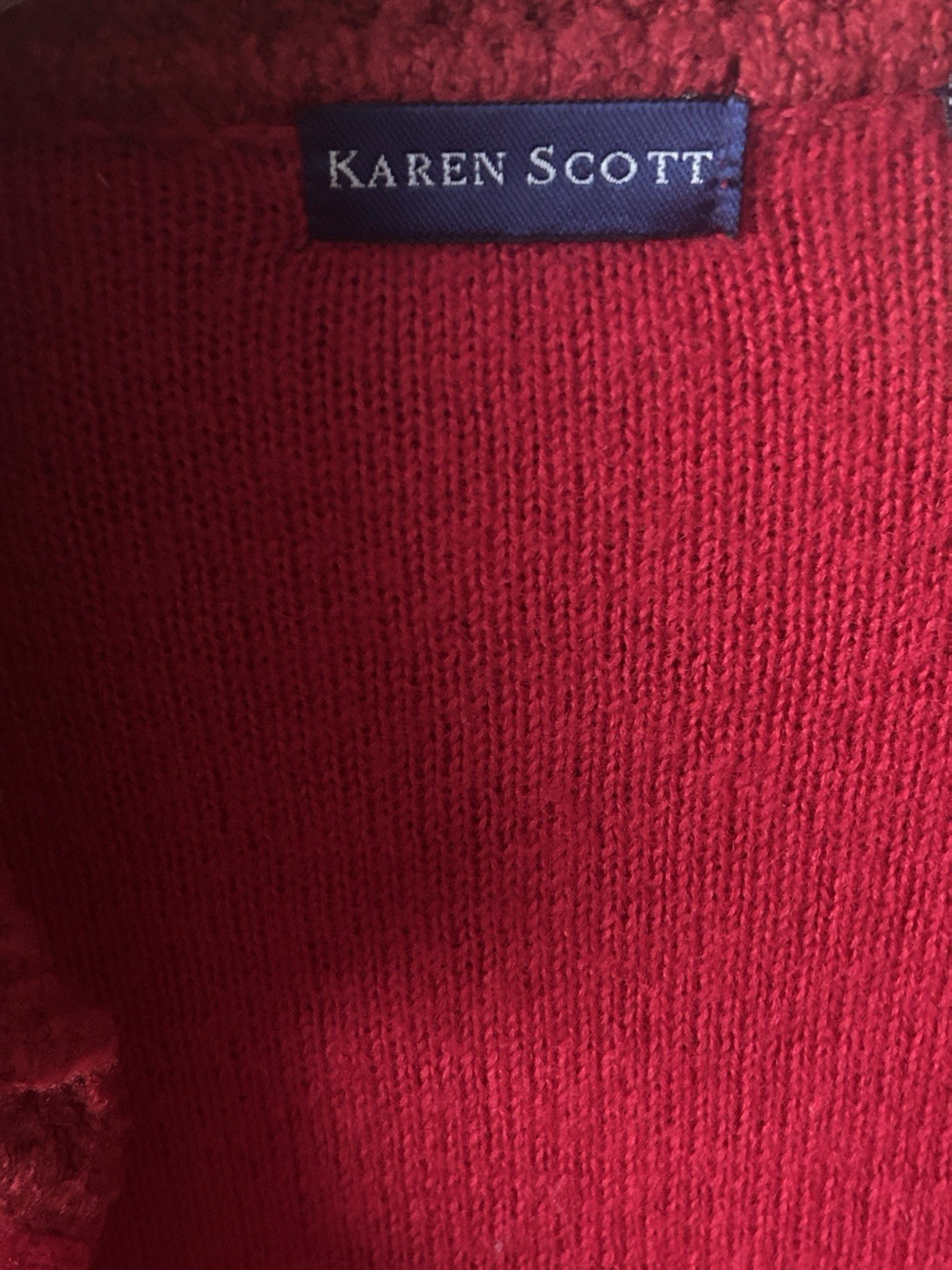 Vintage Karen Scott Wool Button Up Cardigan with Shawl Collar. Medium