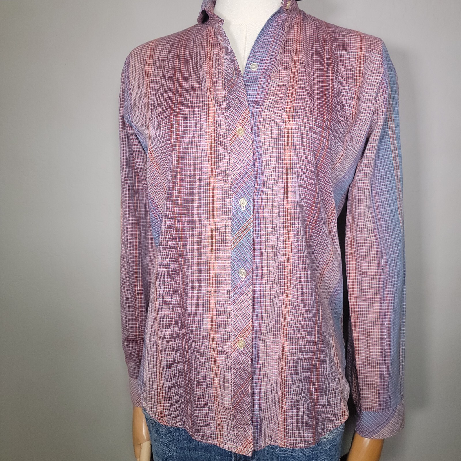 Vintage 1980’s Langtry Ltd Prairie Pink/Blue Plaid Shirt