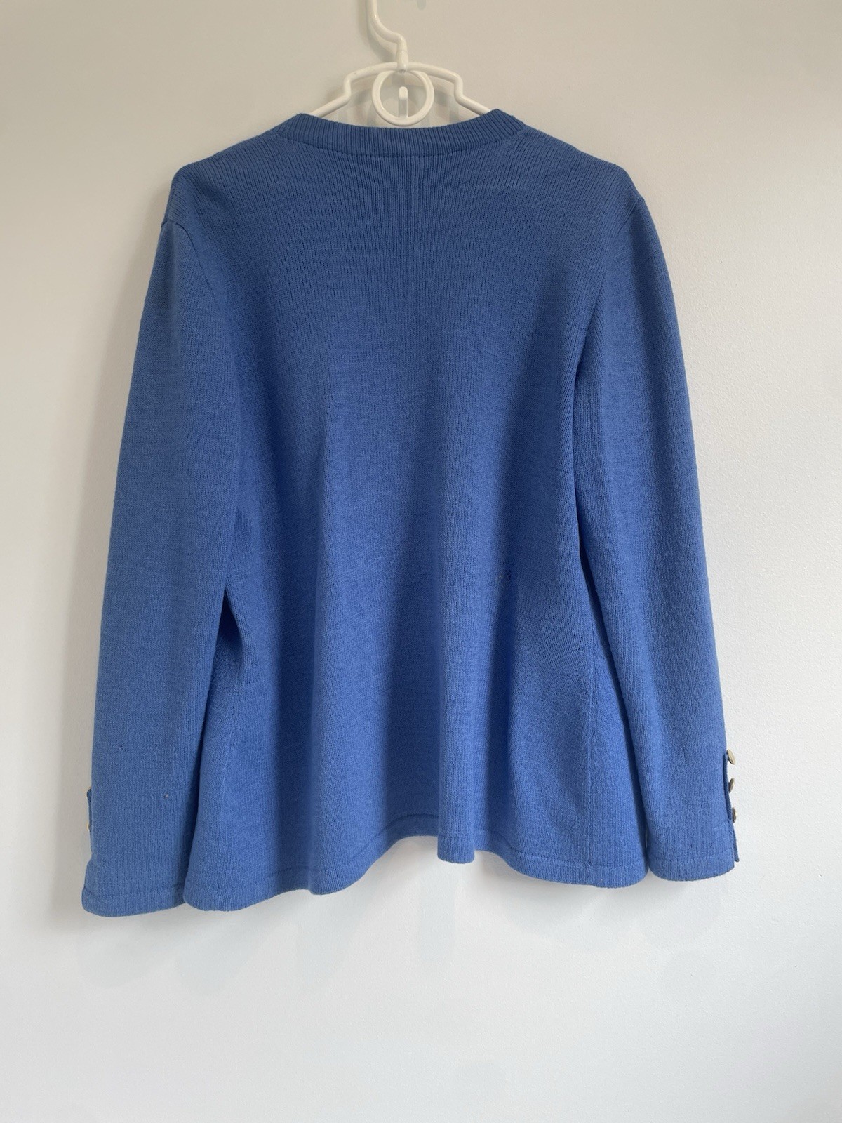 Vintage 1980s Dunollie Looms Knit Sweater Skirt Set Blue Size 12 Classic