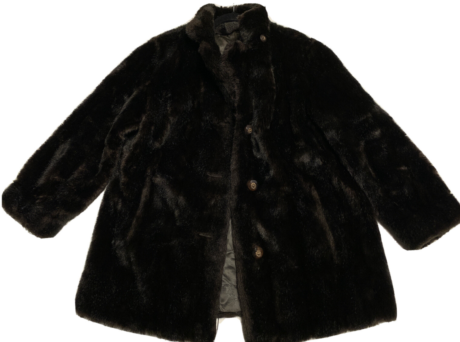 VINTAGE MINCARA by RUSSEL TAYLOR Brown Black FAUX MINK JACKET LINED 1960s 1970s