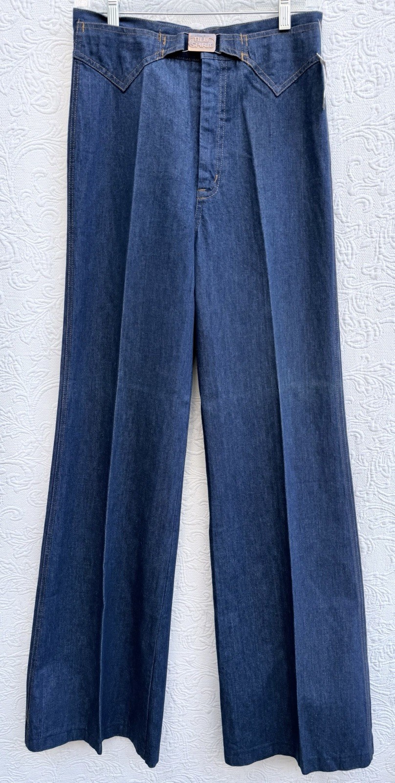 VINTAGE 70s Blu Spirit Jeans Womens 28×36 Blue Flare Wide Leg Bell Bottom NWT