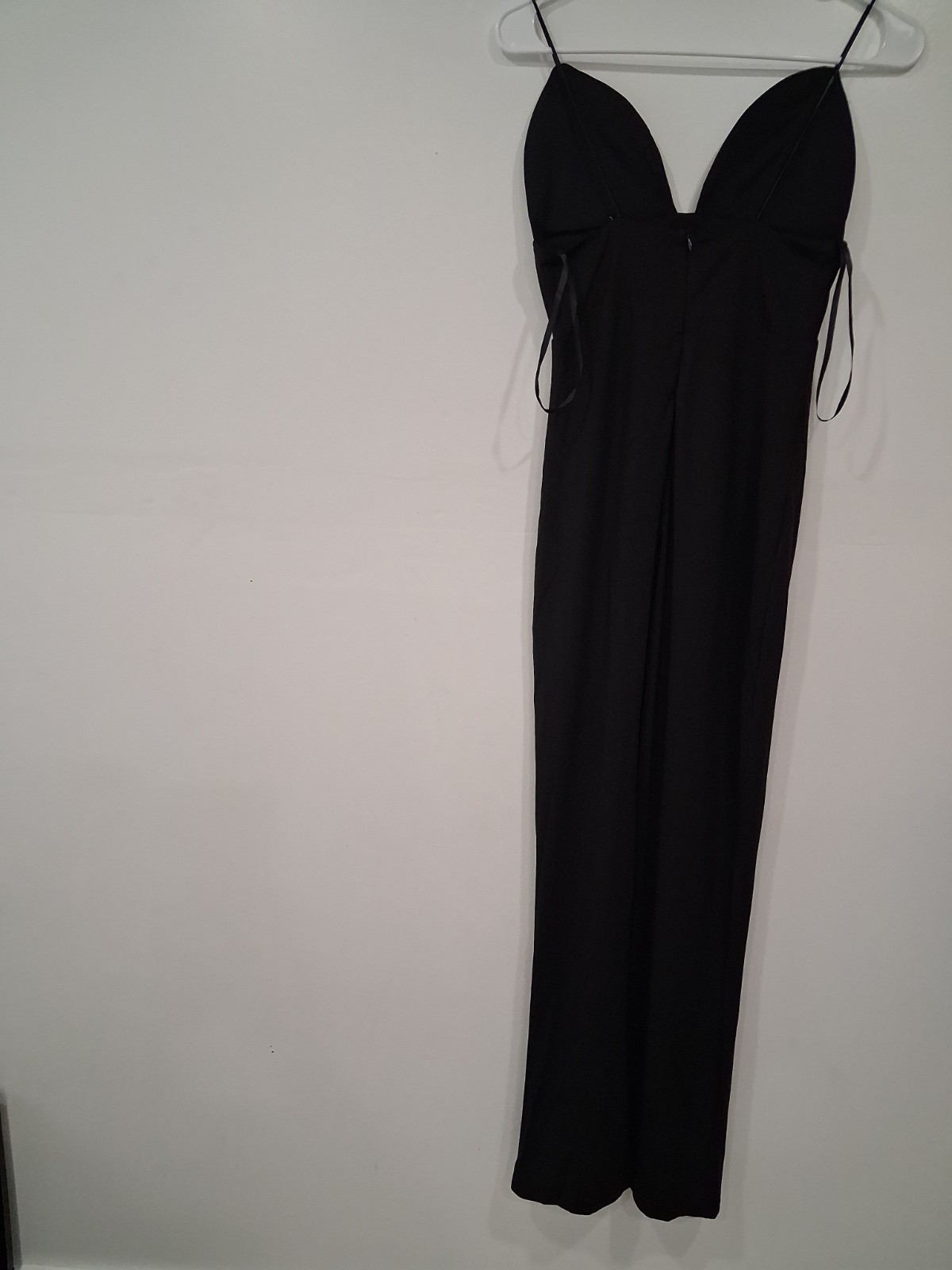 Oxford Circus Black LBD Long Maxi Dress Size S V-Neck Side Slit Double Lined
