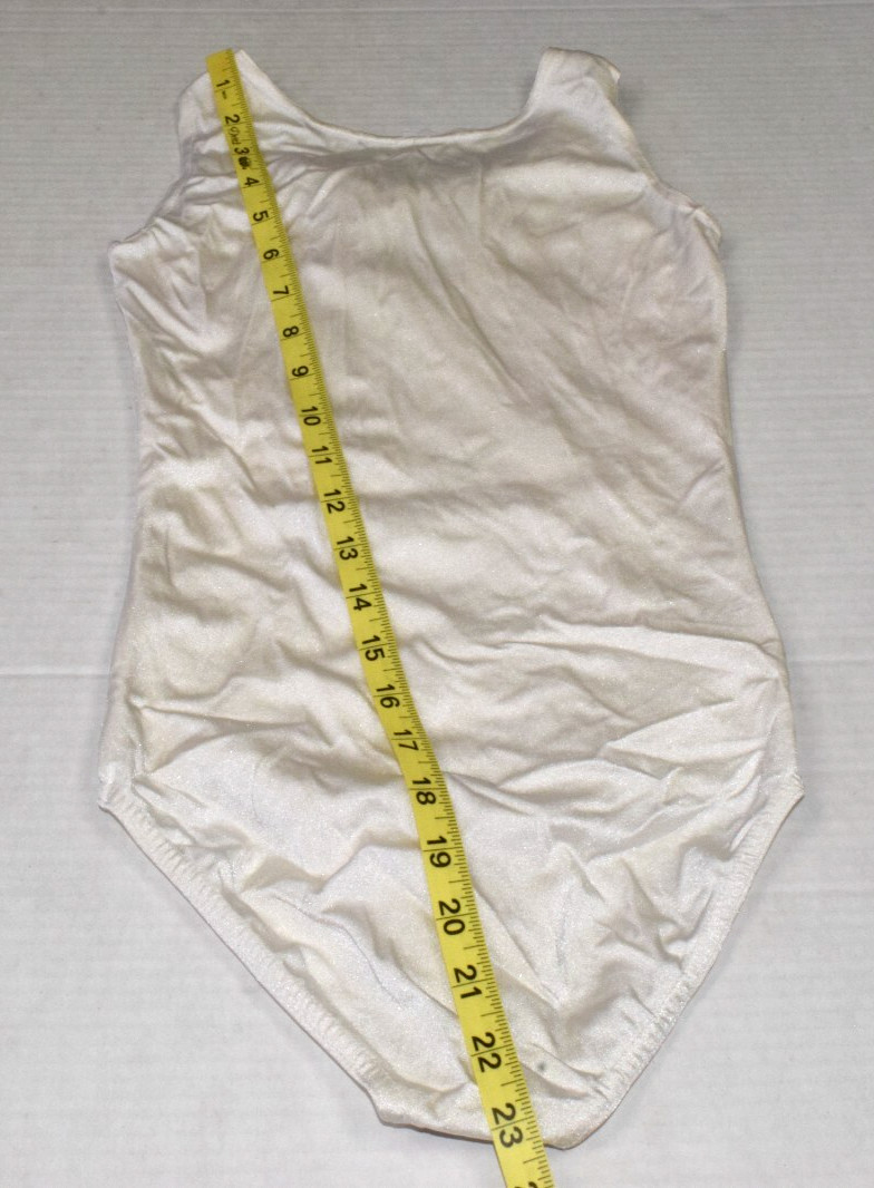 Vintage Leotard Costume Gallery Size XS 80s Shimmery White Stretch Made USA