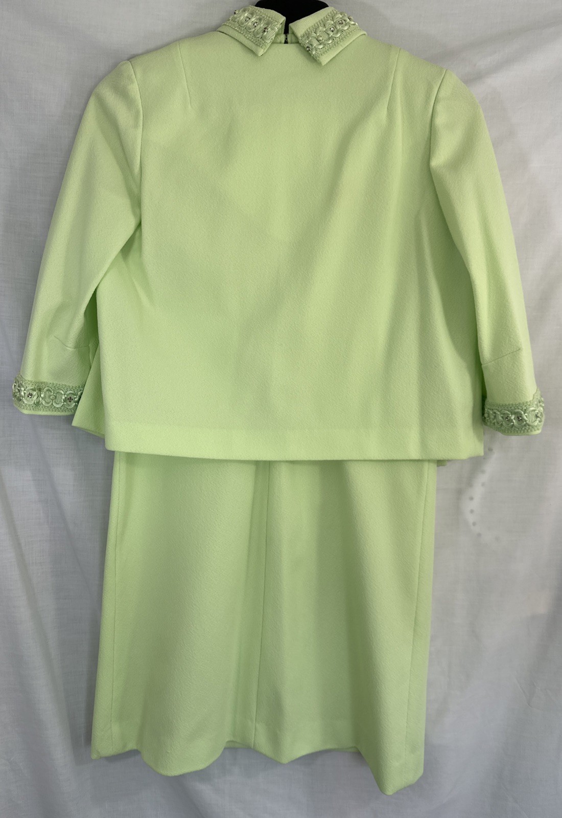 VTG Mod 2 Pc Sheath Dress & Boxy Crop Jacket Set *L/XL Key Lime Green Jackie O