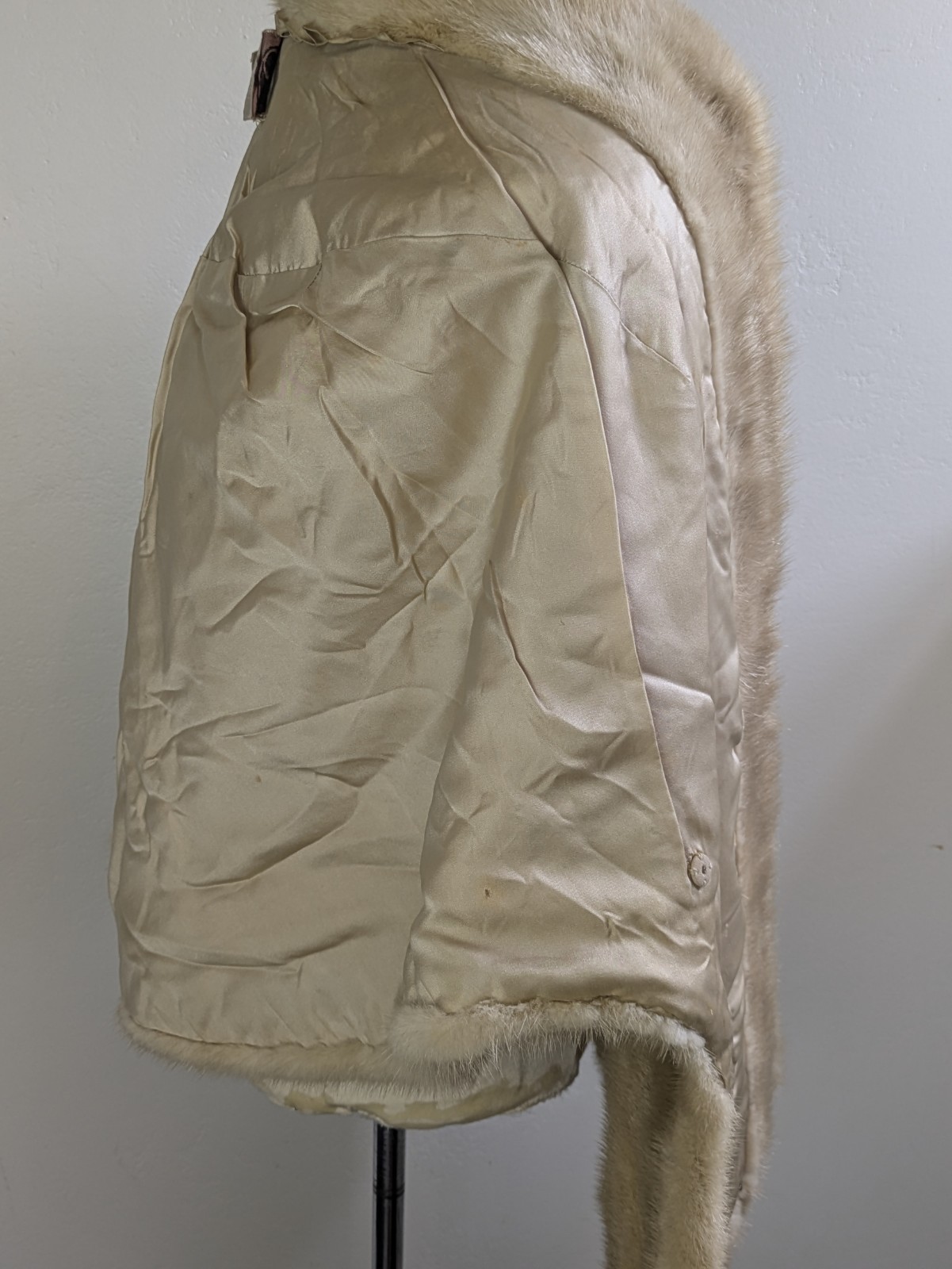 Vintage Mink Fur Stole Shawl Wrap Pale Beige Blonde Real Fur Tourmaline