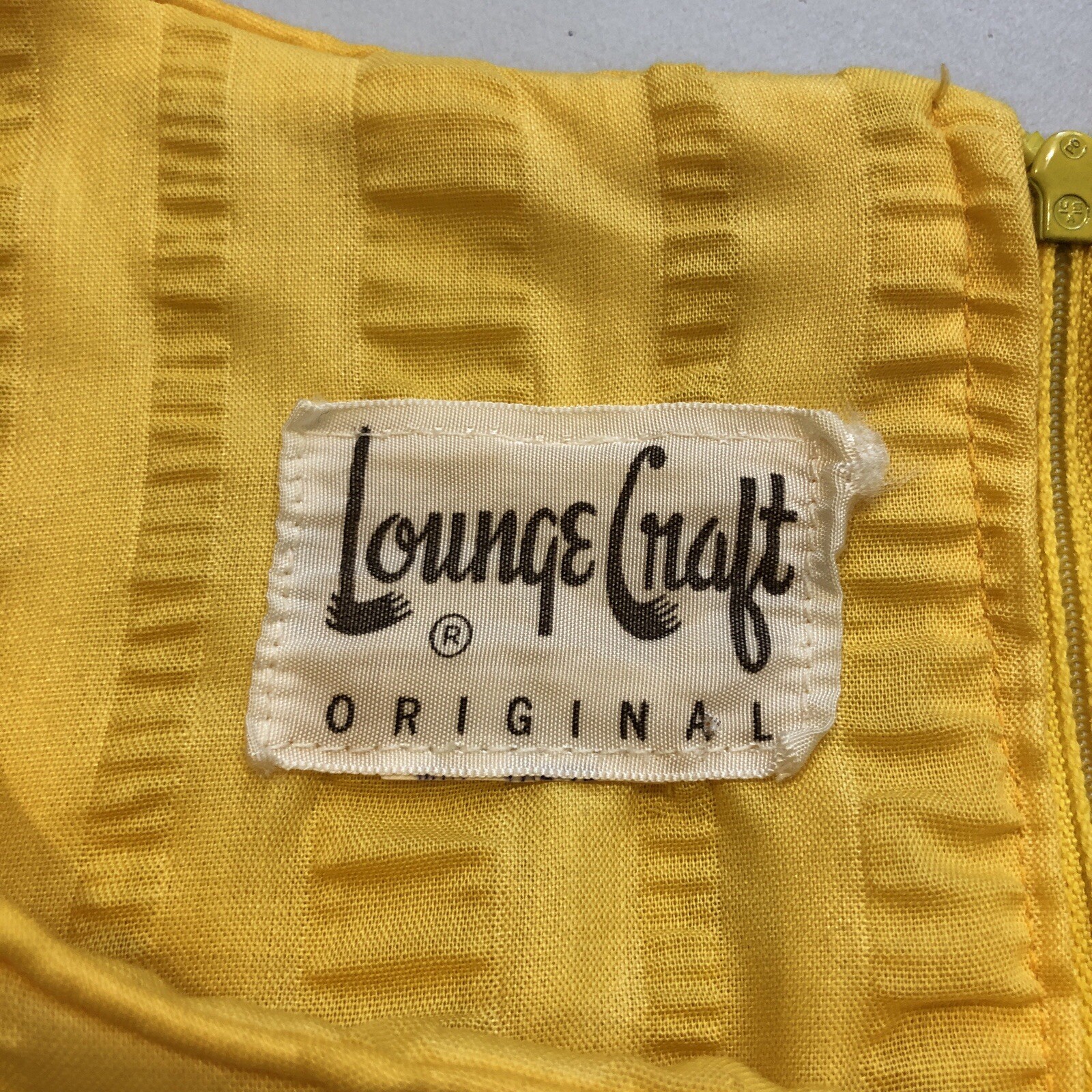Vintage Lounge Craft Yellow Multi Sleeveless Ruffles 60s 70s Retro Maxi Dress