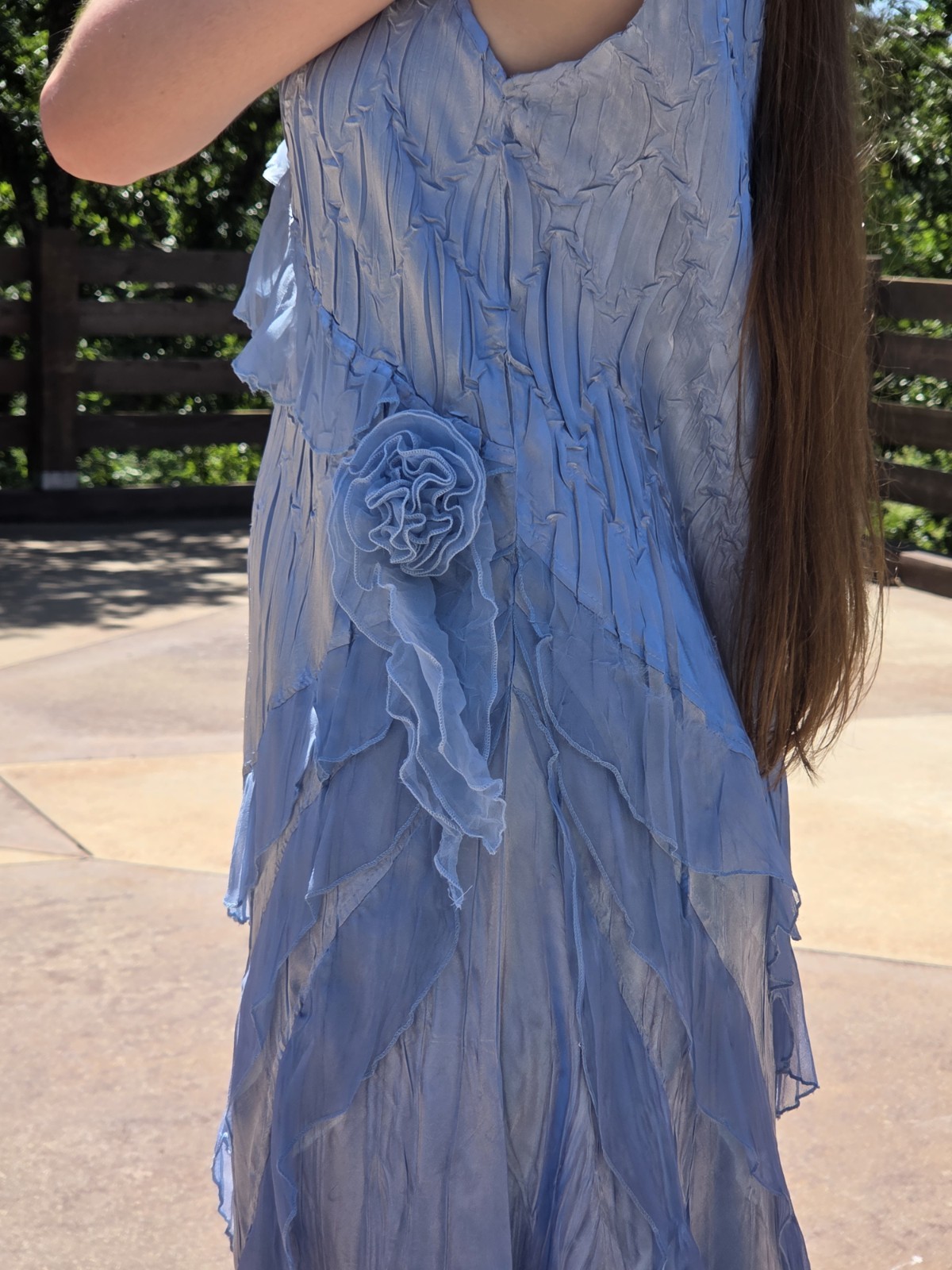 KOMAROV 2 Tone Fairy Garden Dress Crinkled Pleats Whimsical Asymmetrical Hem XL