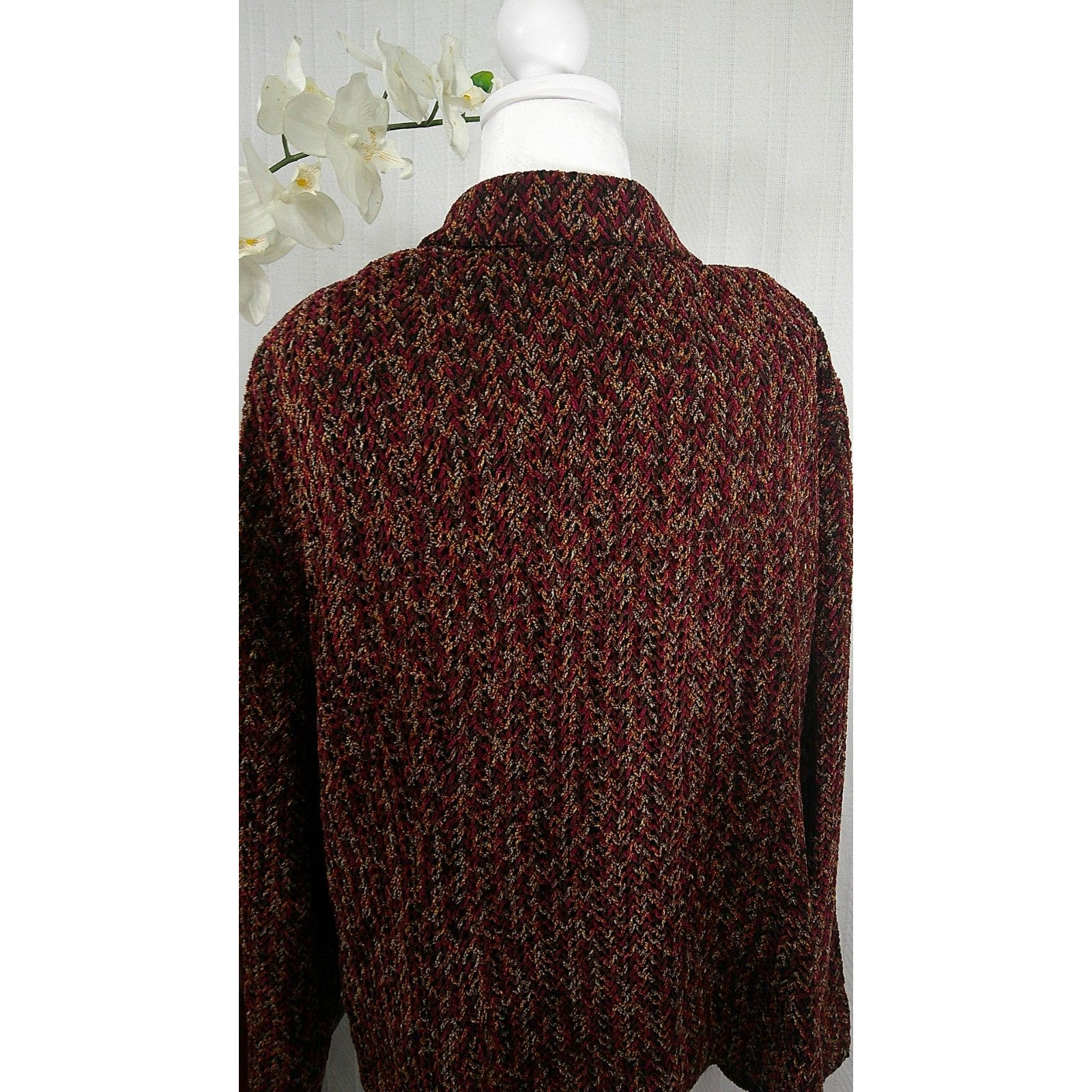 Vintage Serbin Women’s Burgundy Button Front Chenille Blazer Jacket-Size XL