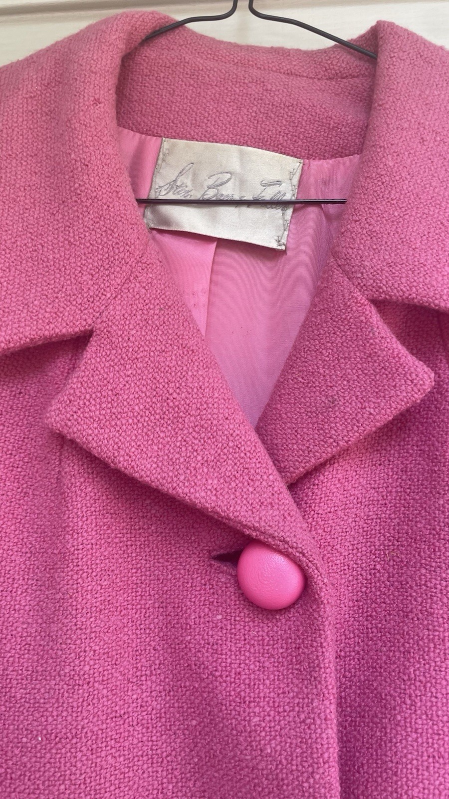 Zelinka-Matlick 50s Bright Pink Boucle Swing Coat Jackie O Barbiecore Elle Woods