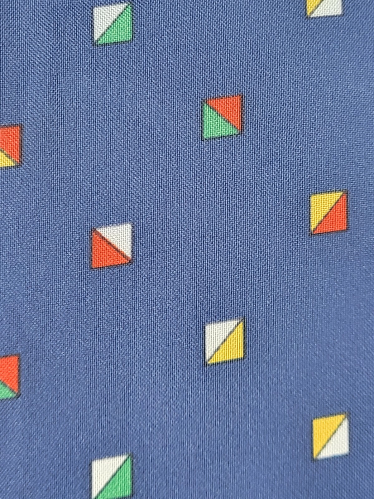 Vintage Lady Van Heusen Blue Short Sleeved Blouse w Multicolored Squares Size 10