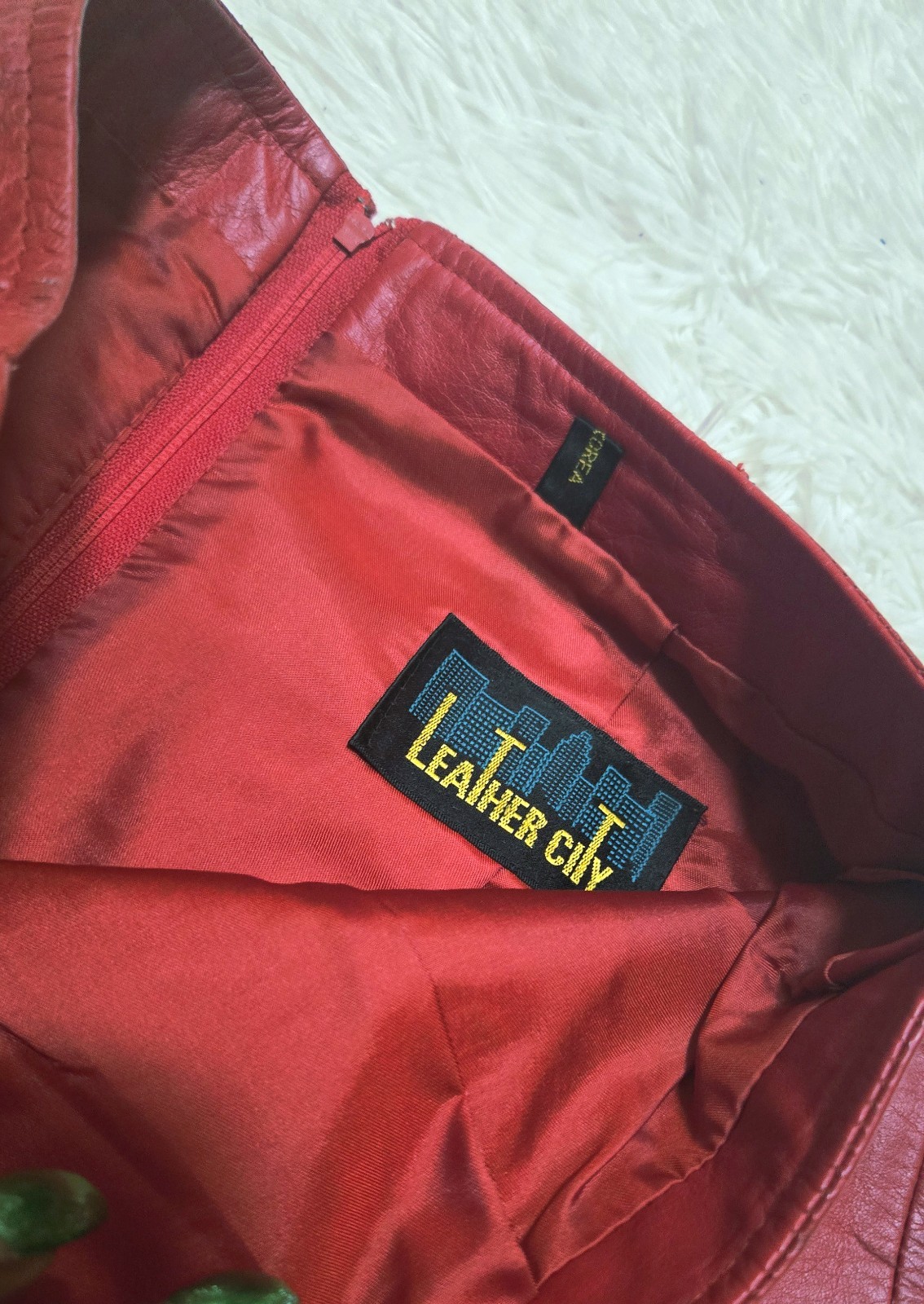 Vintage Leather City Genuine Leather Skirt – Red (1980s/1990s) Knee Length