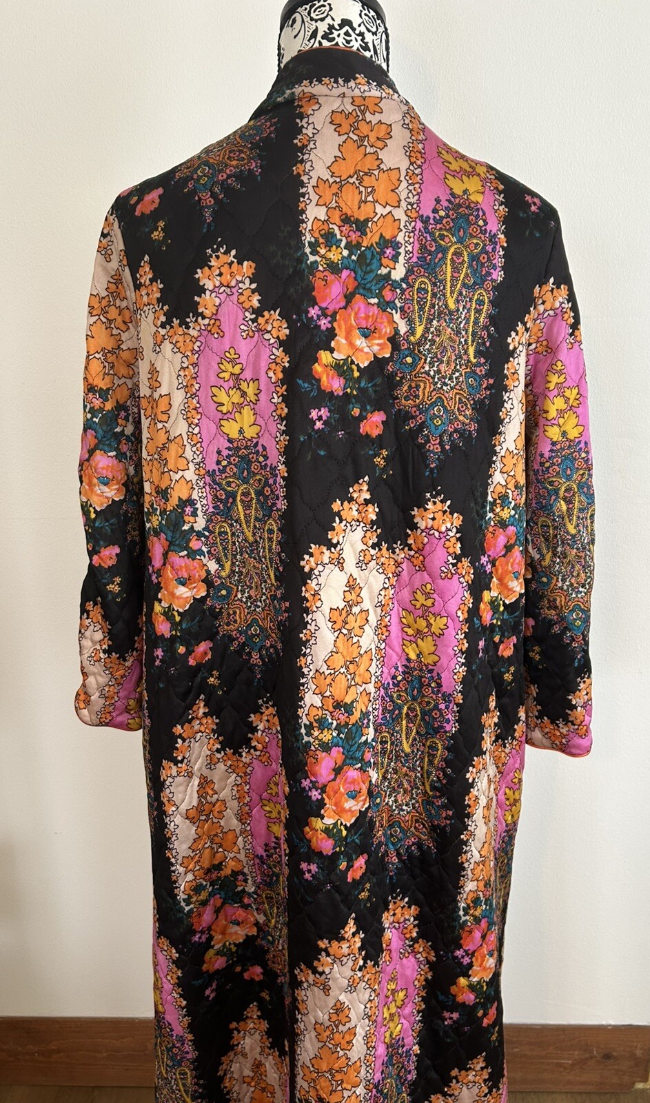Vintage Cozy Creation Housedress Med Tall Crepe Long Sleeve Paisley 60s