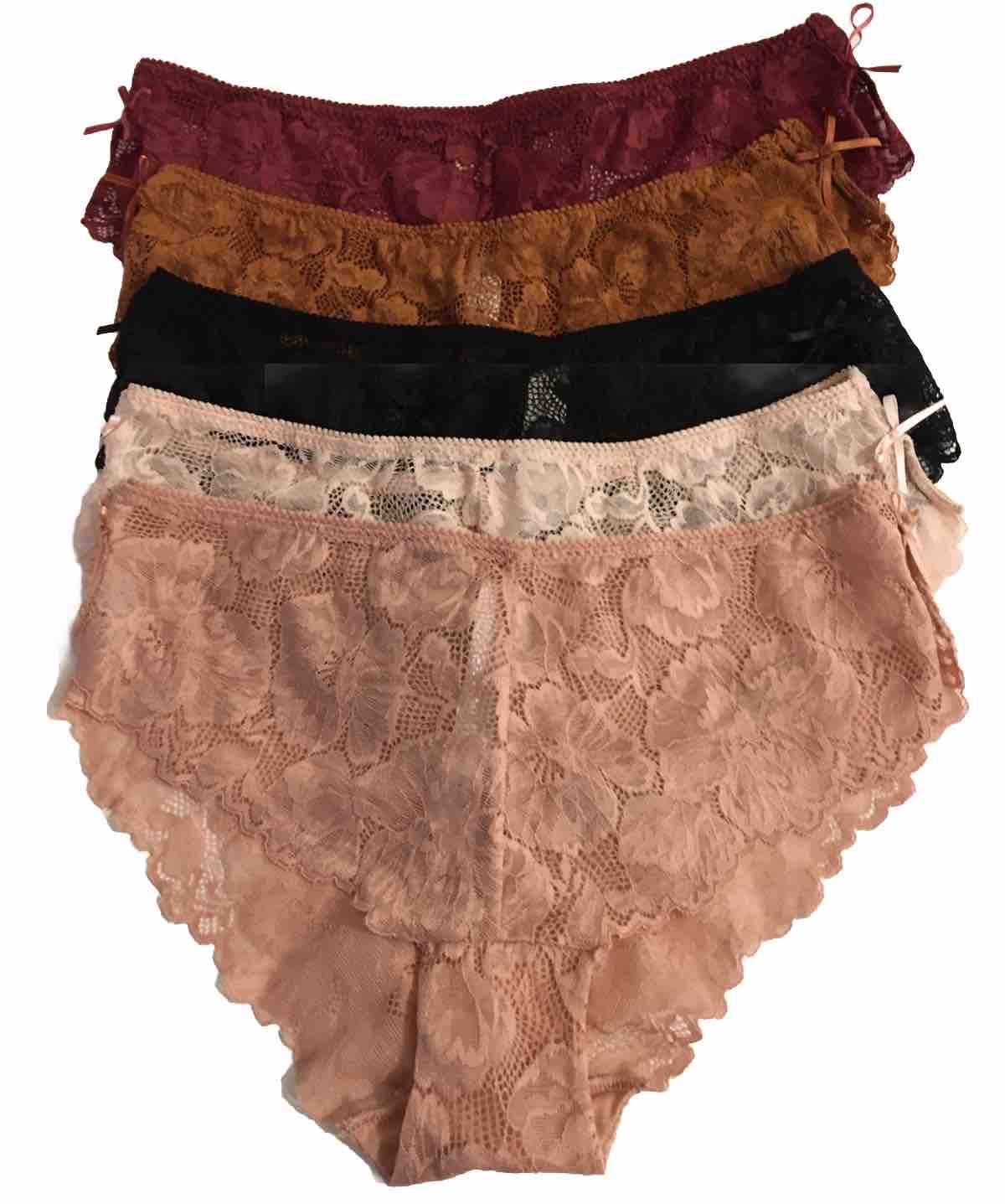 VTG ~ MARILYN MONROE ~ 5 pairs of all Lace Bikini Panties Size M Nylon Blend