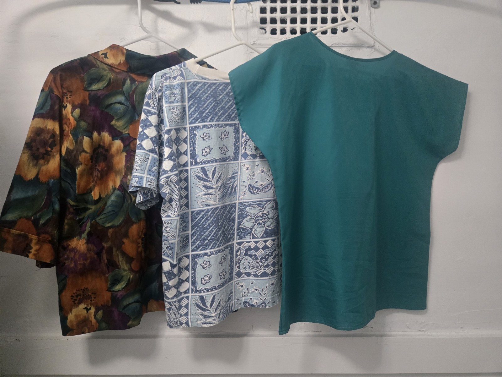 Vintage Womens Blouse Bundle Size L Large Lot 3 Act III Floral Teal Blue 80s 90s