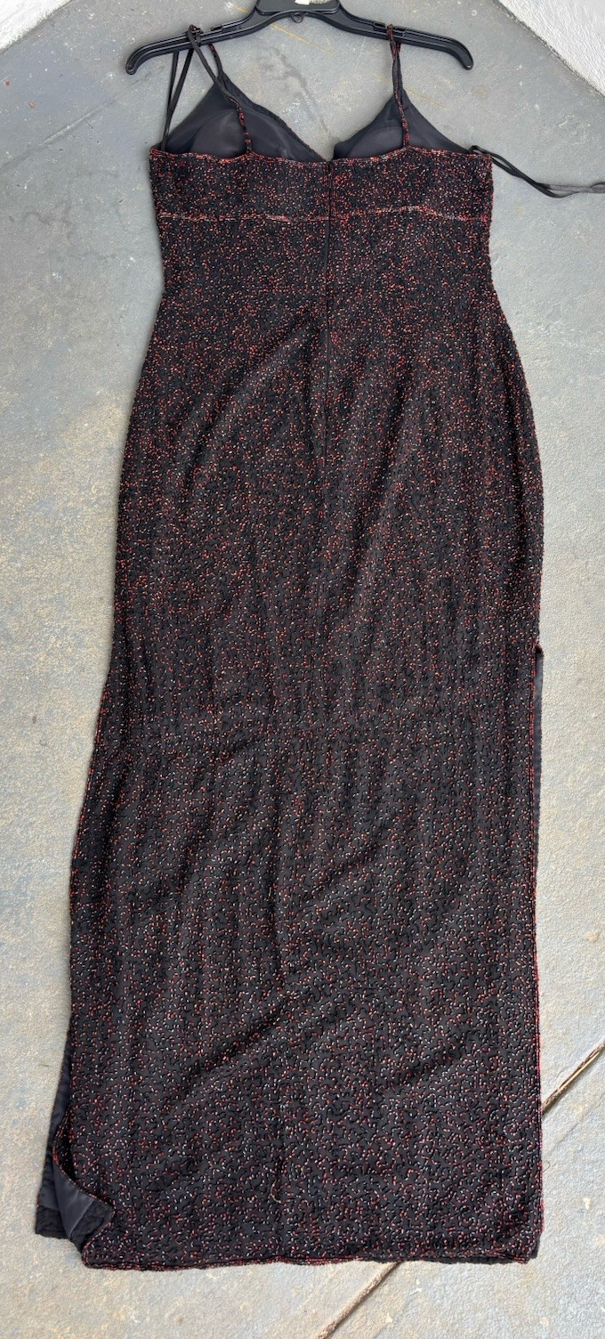 Vintage Adrianna Papell 100% Silk BEAUTIFUL Evening Dress.beaded /14
